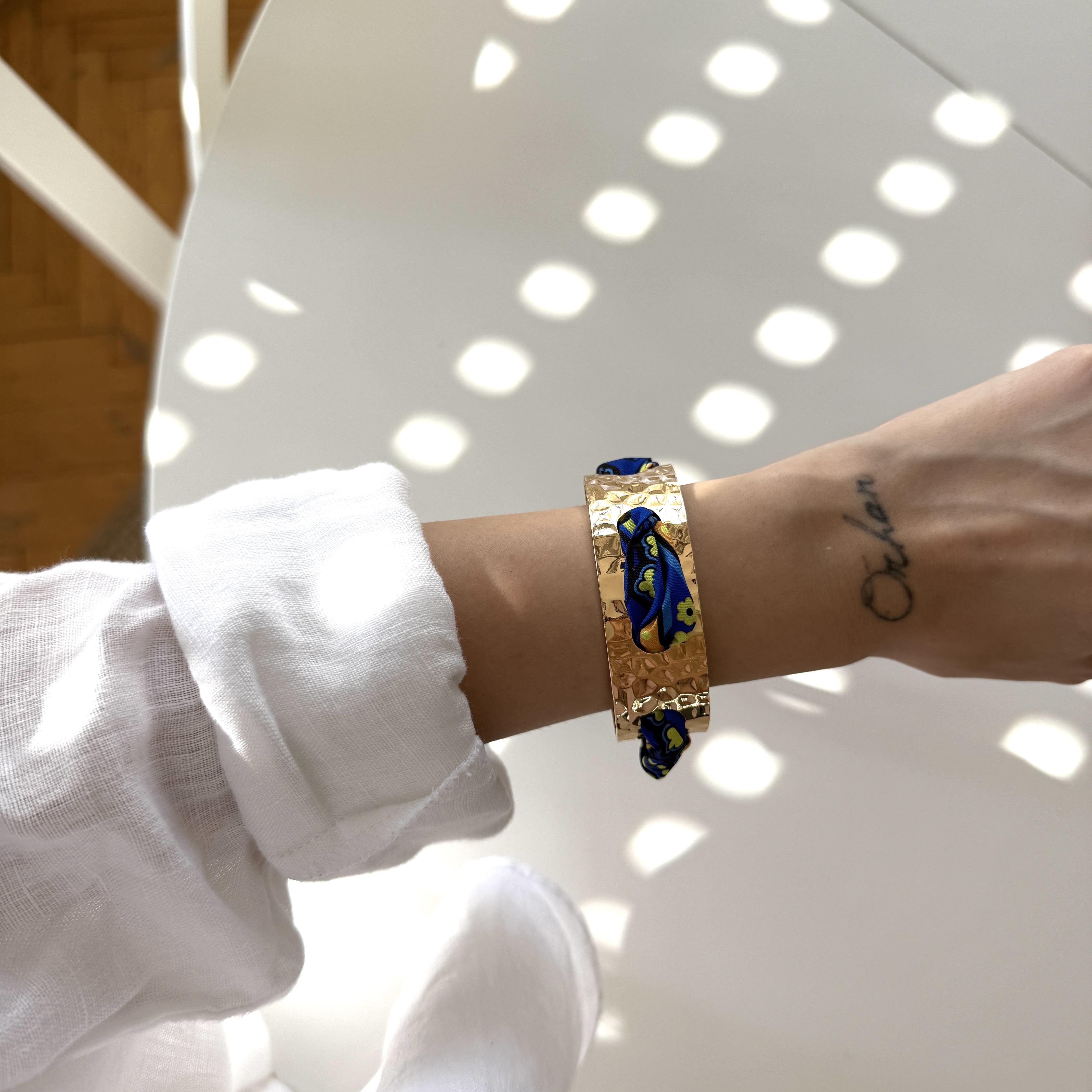 Lacivert Desenli Ezme Fular Bilezik