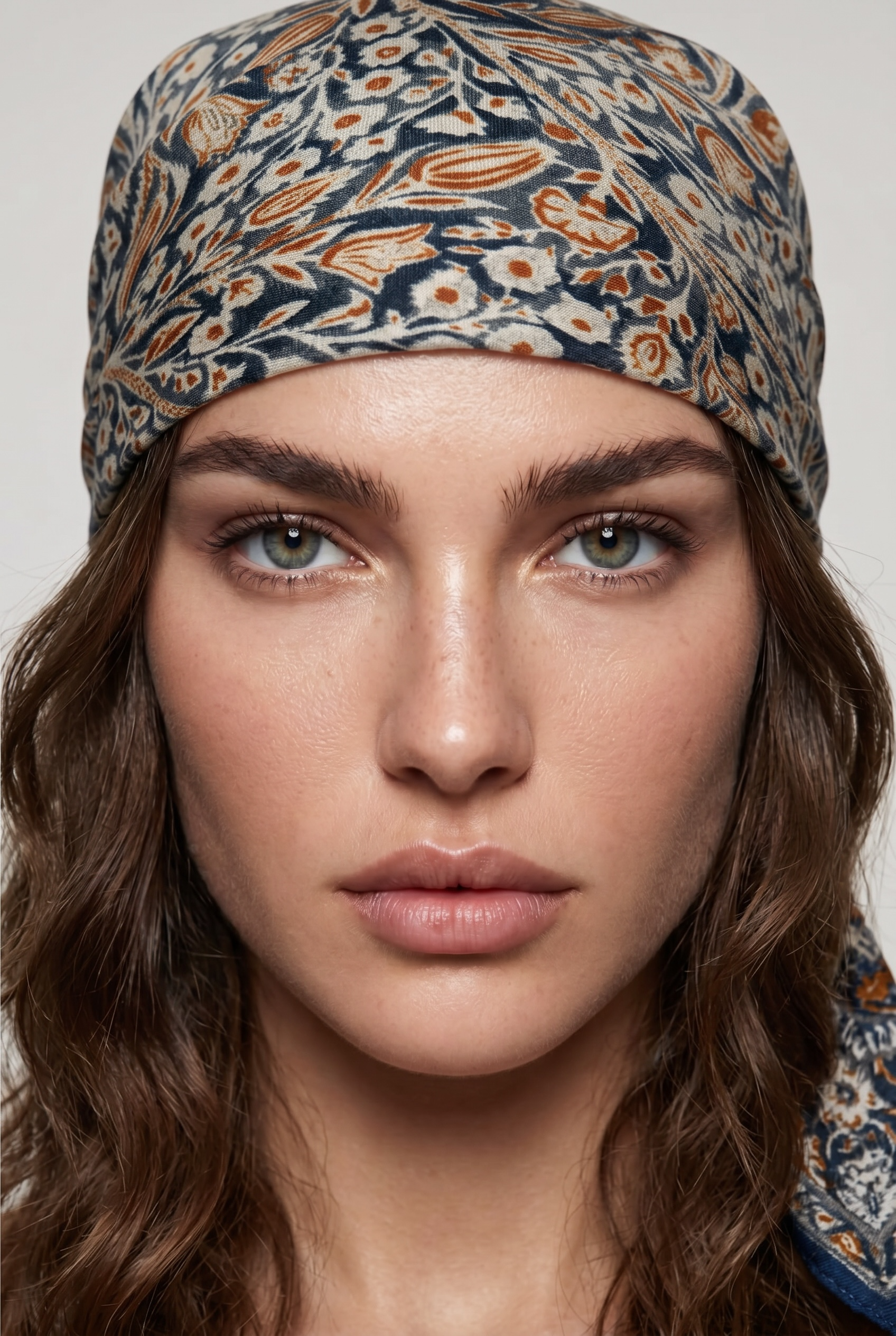 Lacivert Etnik Desen Şal&Fular&Bandana 70X70
