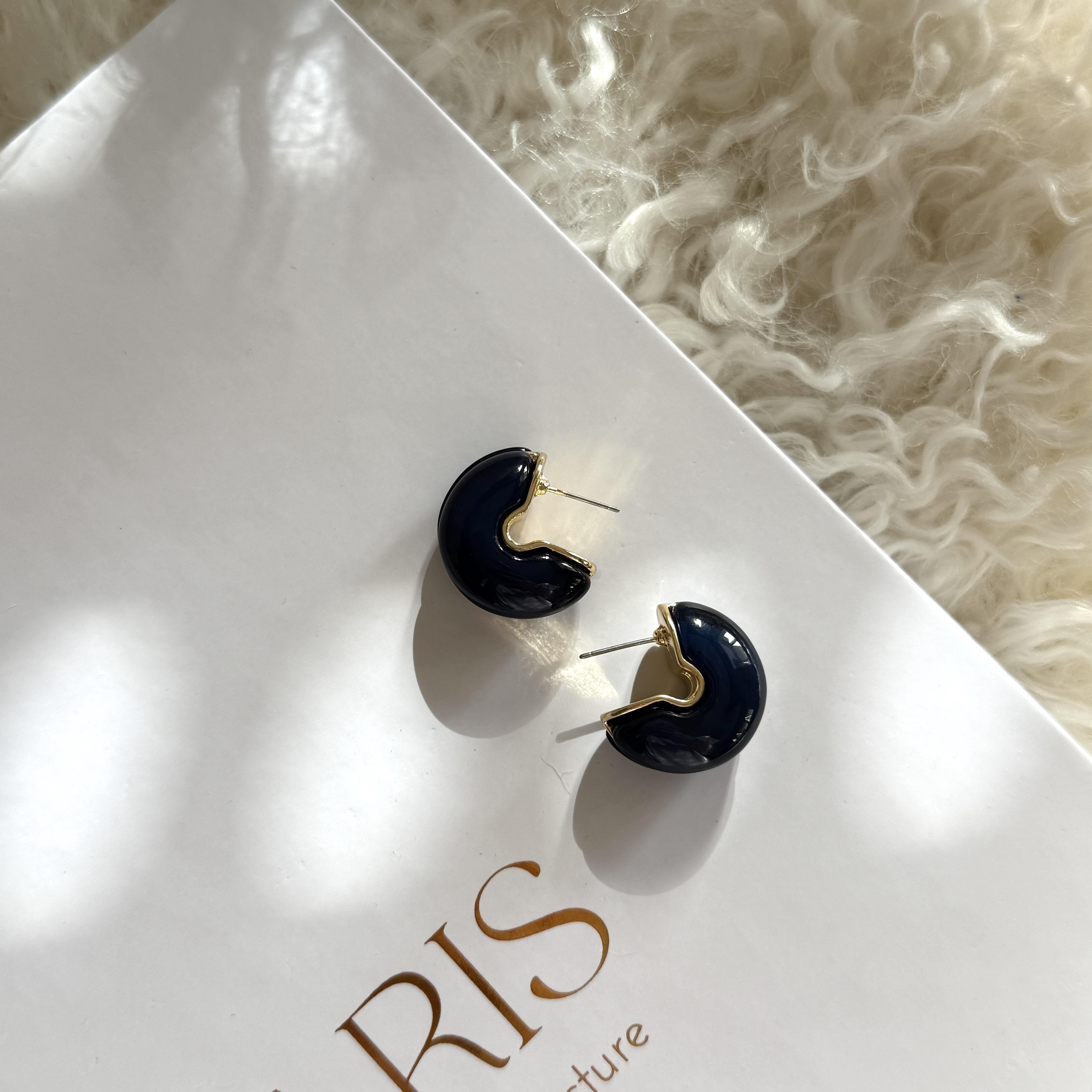 Lacivert Kemik Halka Küpe