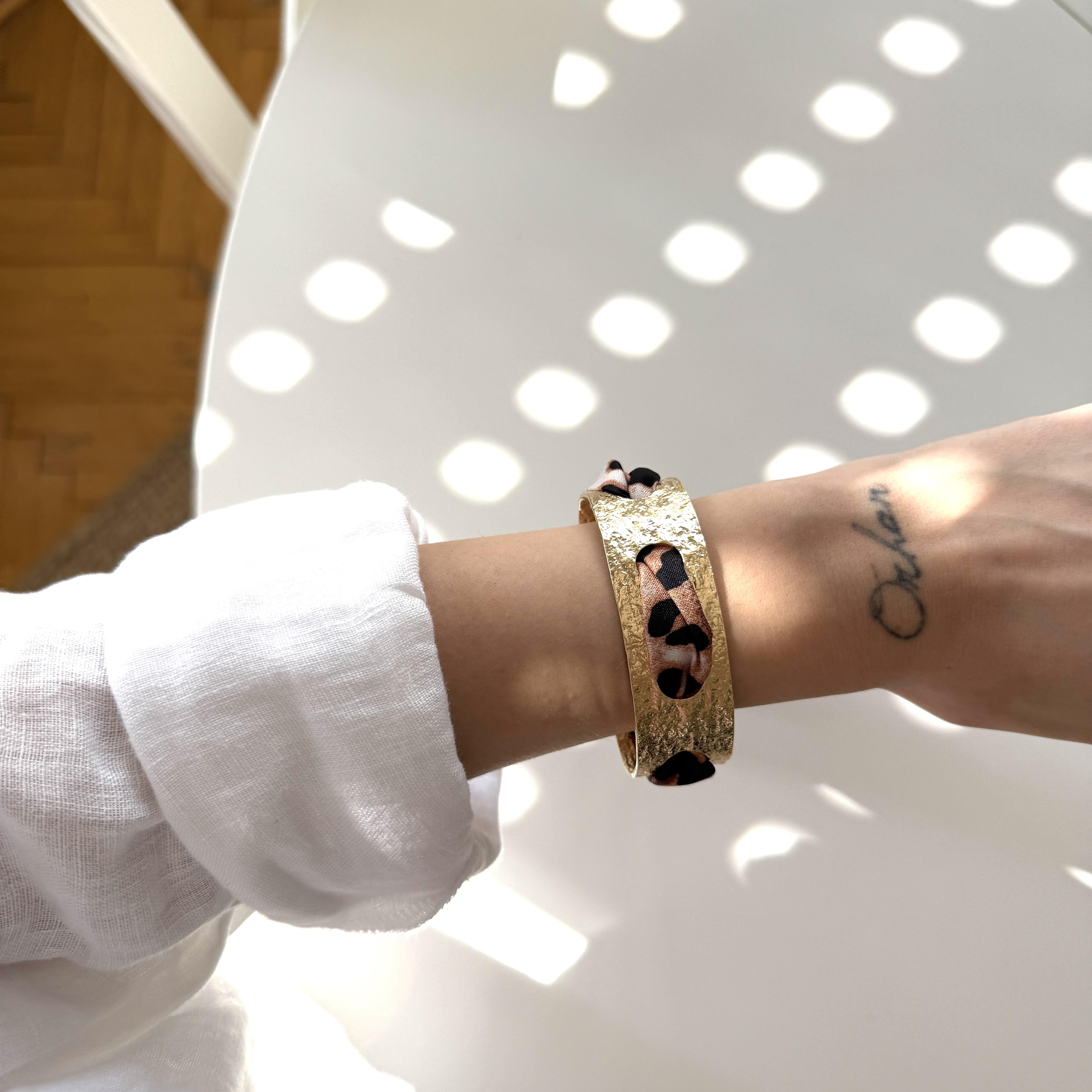 Leopar Kalın Fular Bilezik