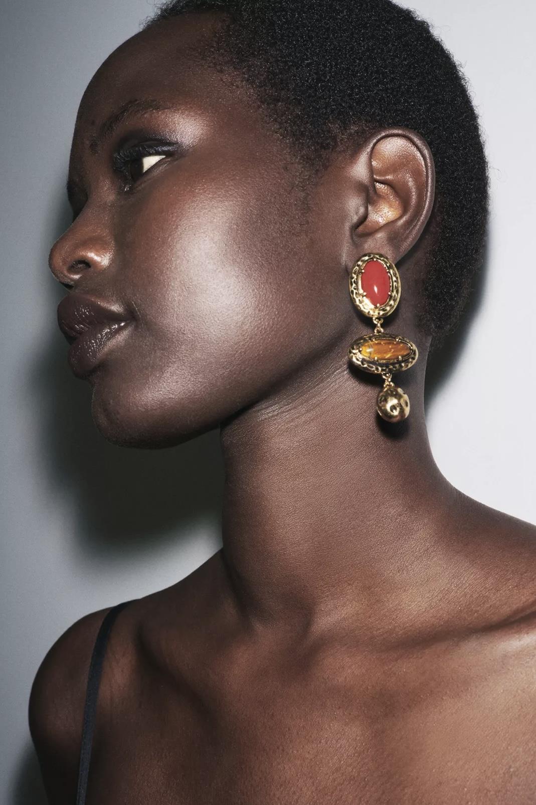 Marka Bordo&Kahve Taşlı Vintage Küpe