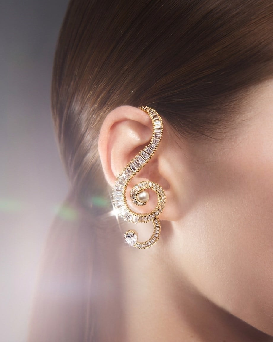 Marka Gold Sol Anahtarı Earcuff Sağ