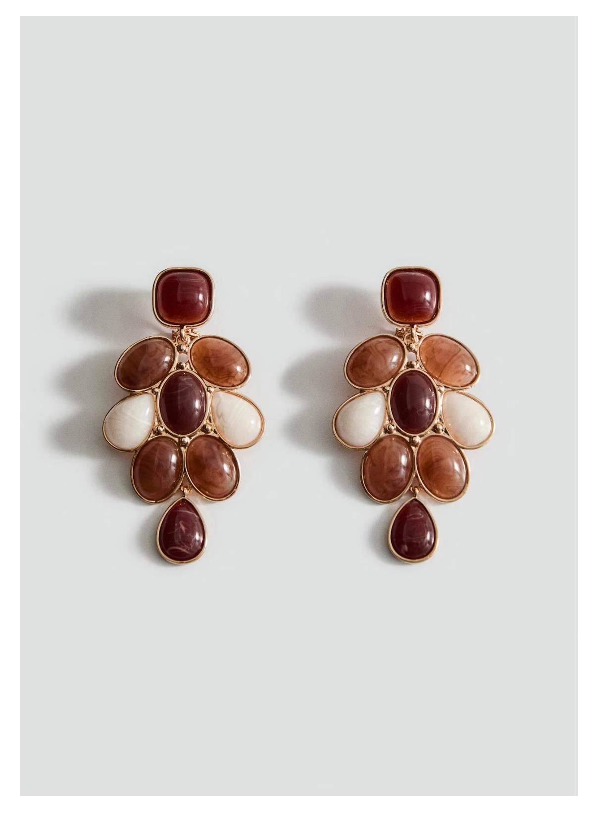 Marka Kahverengi Taşlı Küpe