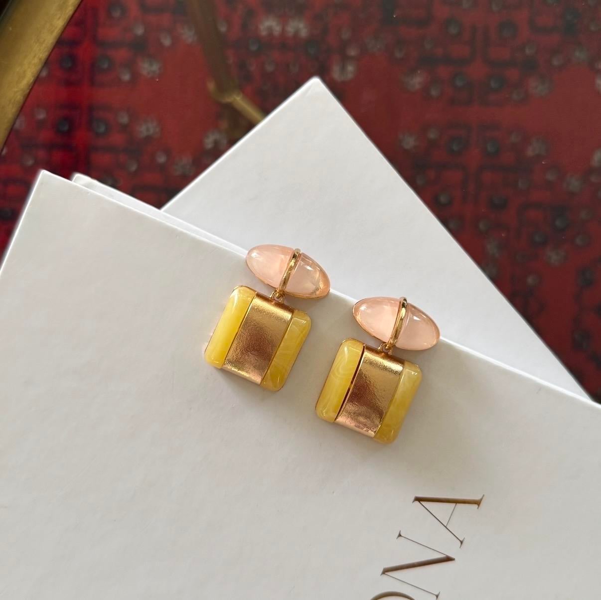 Marka Sarı&Gold Akrilik Küpe