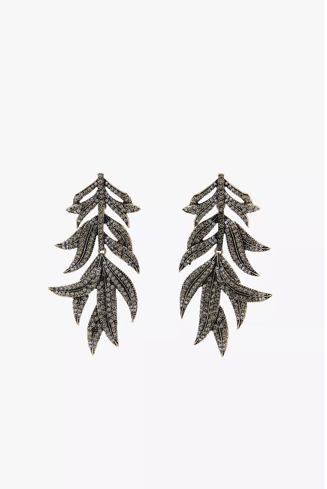 Marka Taşlı Yaprak Küpe