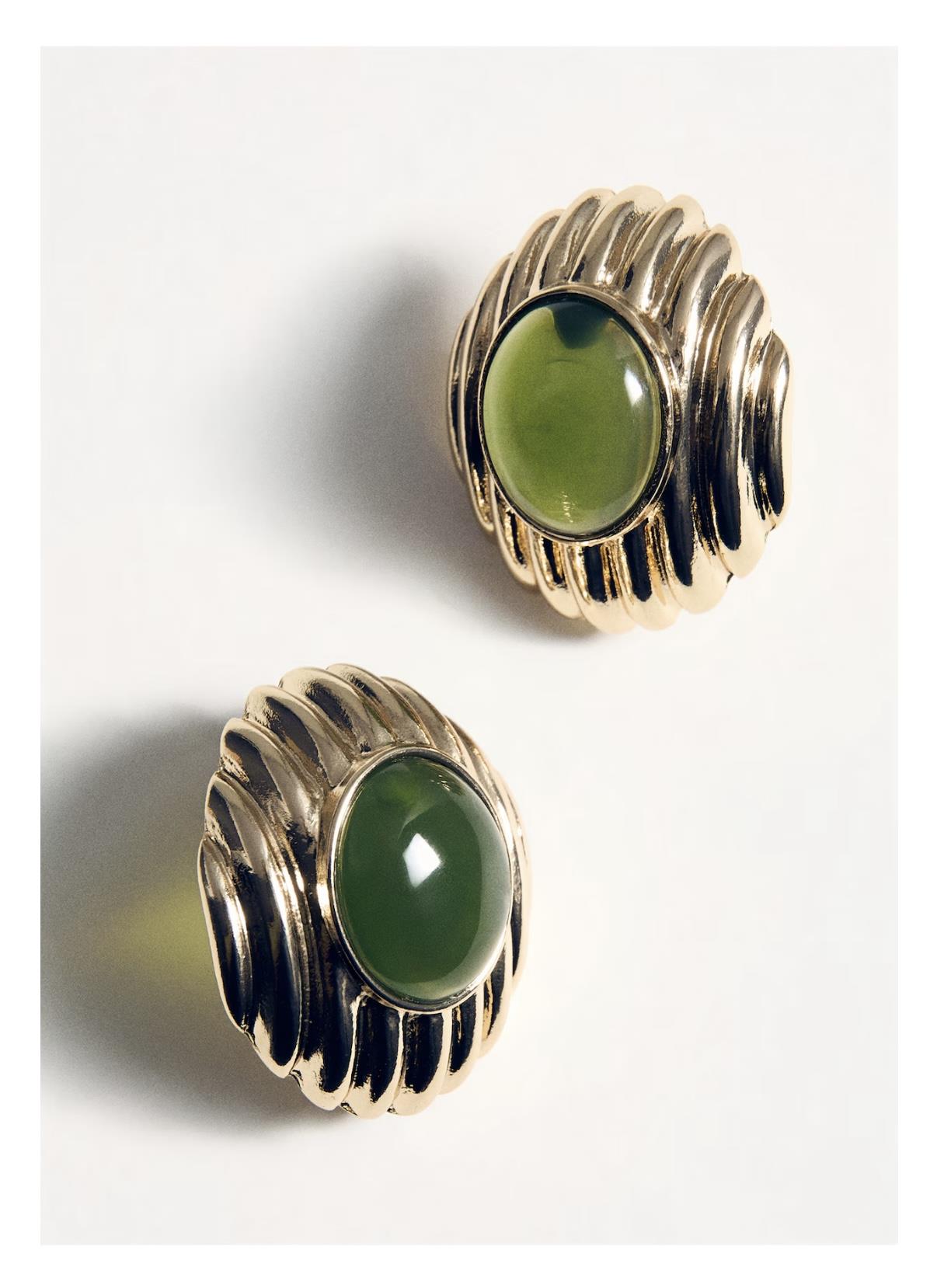 Marka Yeşil Taşlı Vintage Küpe