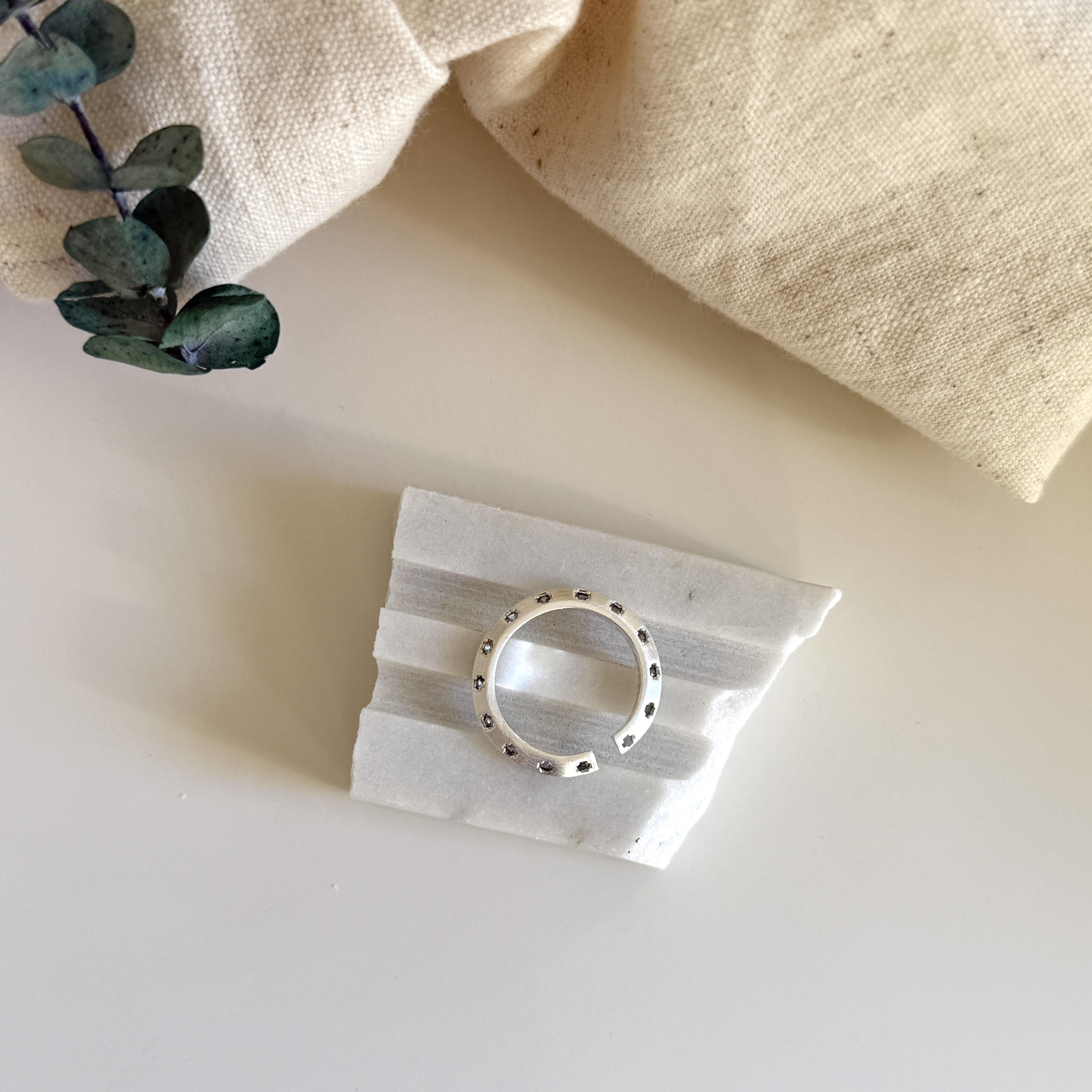 Mat Silver Mavi Taşlı Yüzük