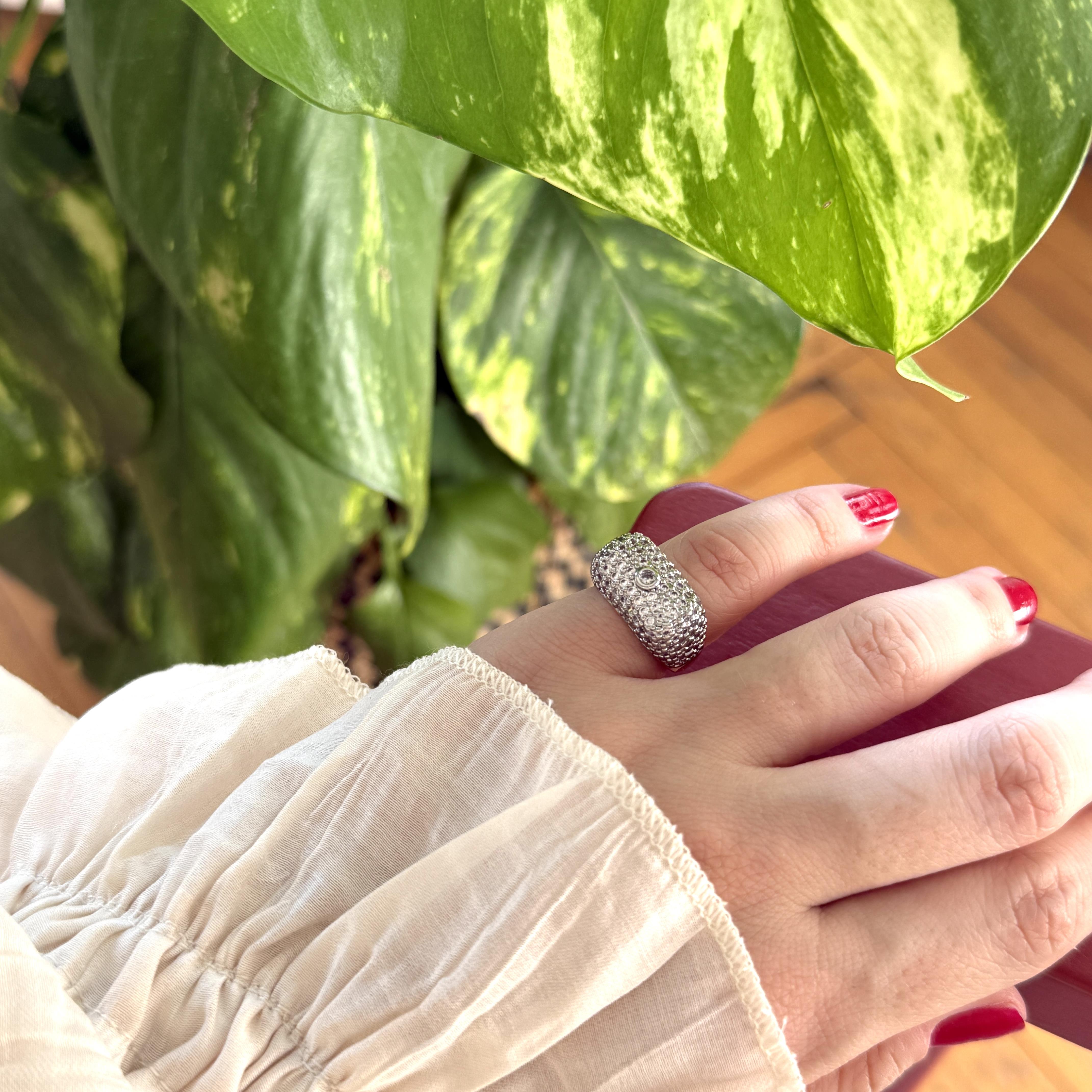 Mix Taşlı Dikdörtgen Serçe Yüzük