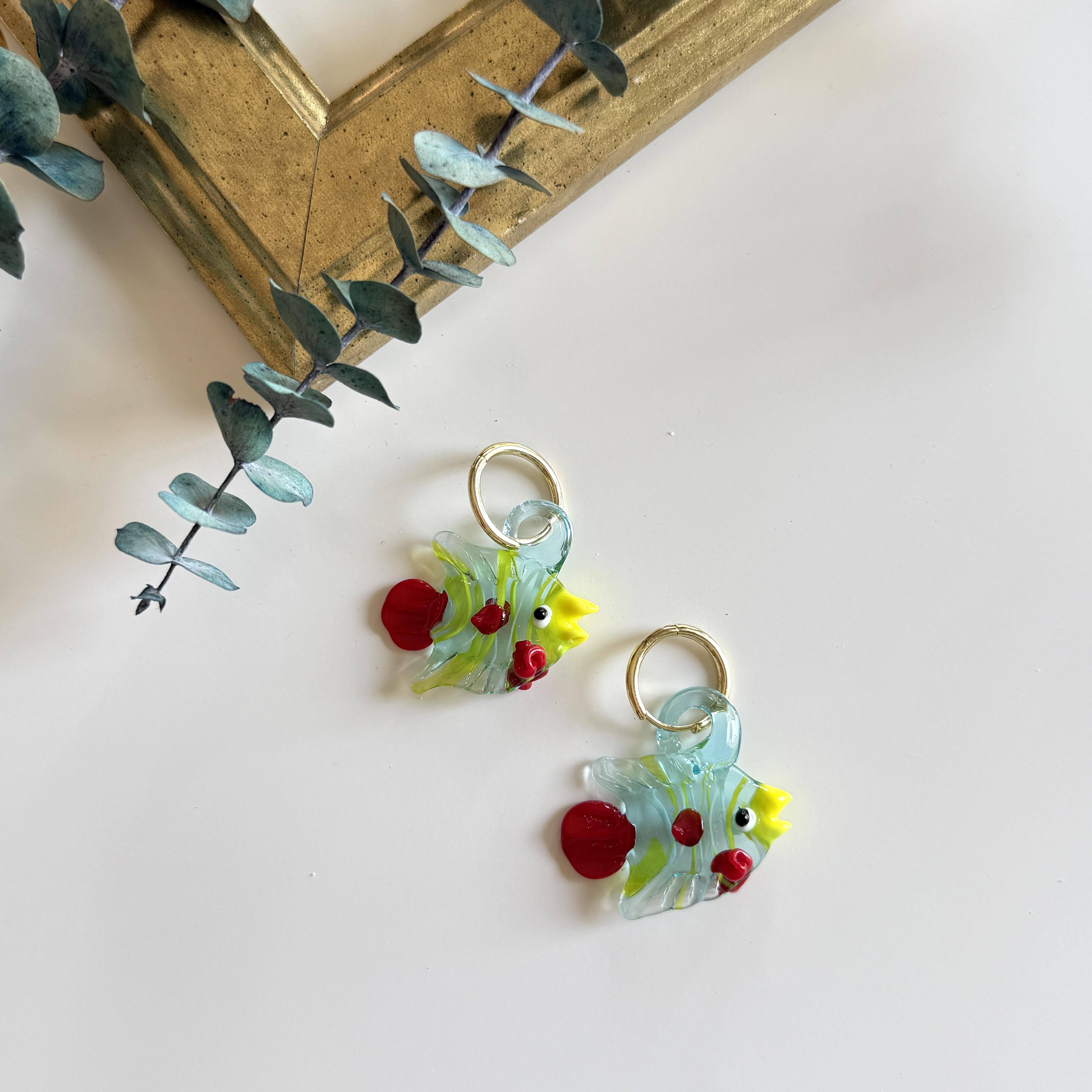 Murano Cam Balık Küpe