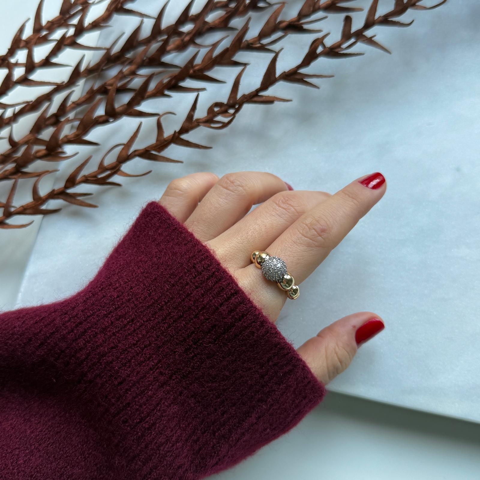 Ortası Top Taşlı Mix Yüzük