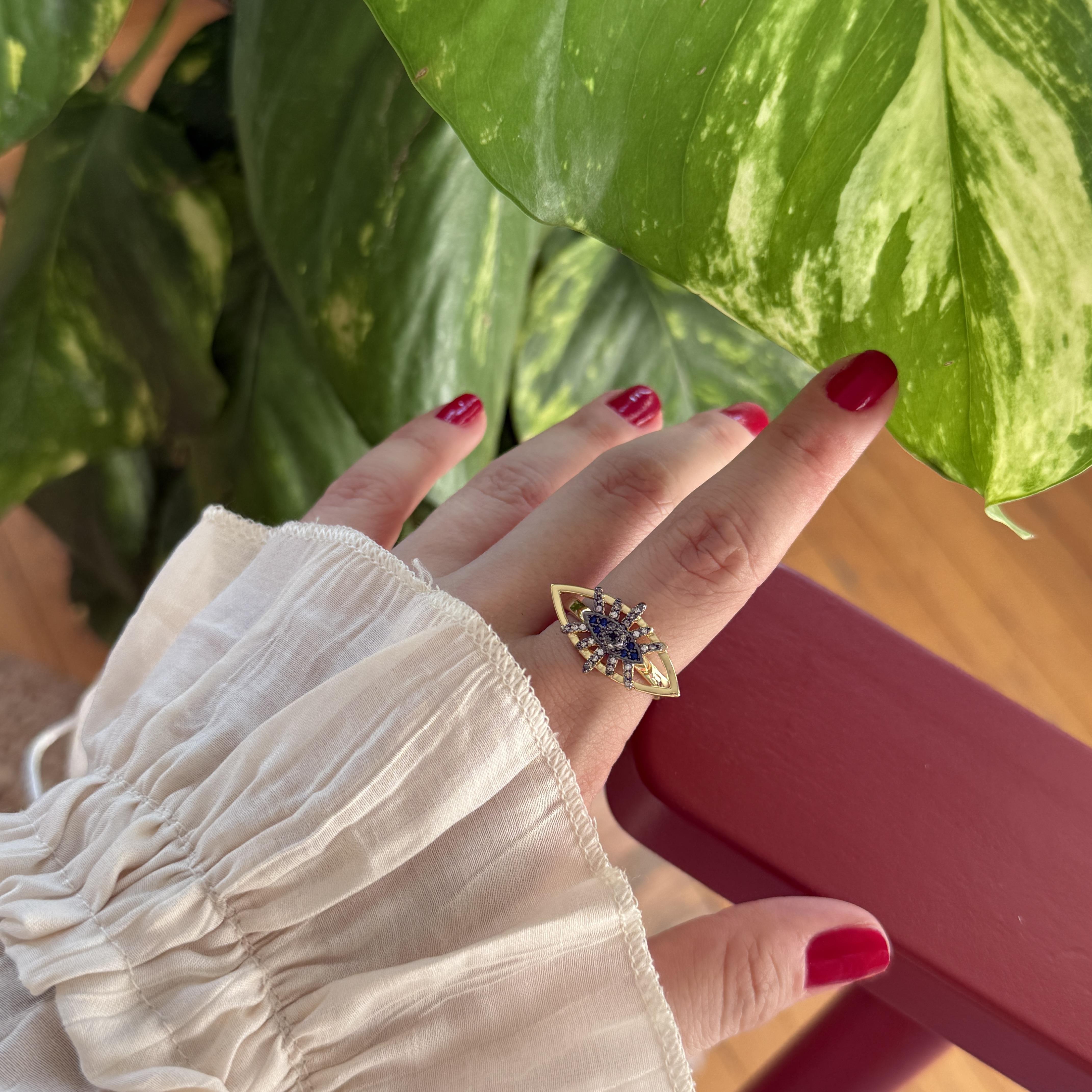 Oval Taşlı Göz Yüzük