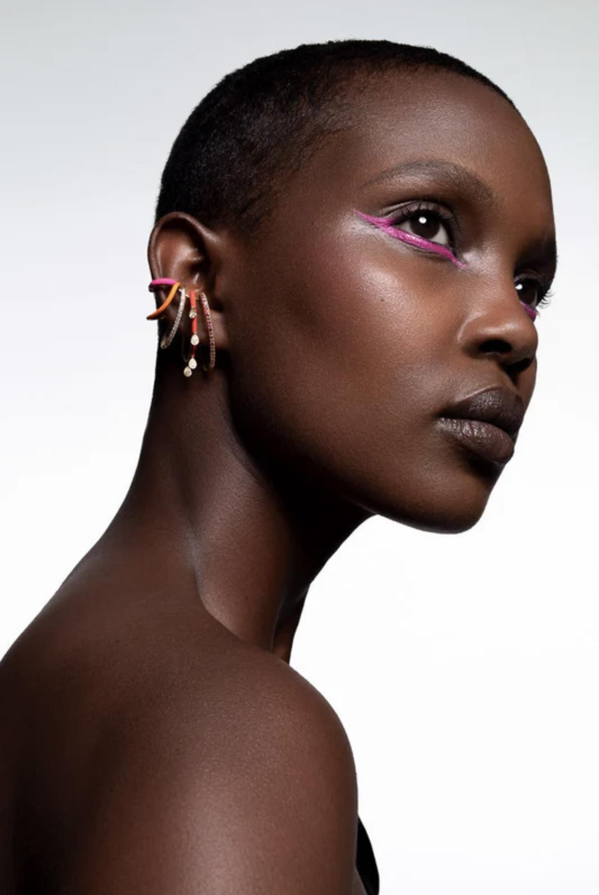 Pembe Mineli Taşlı Earcuff