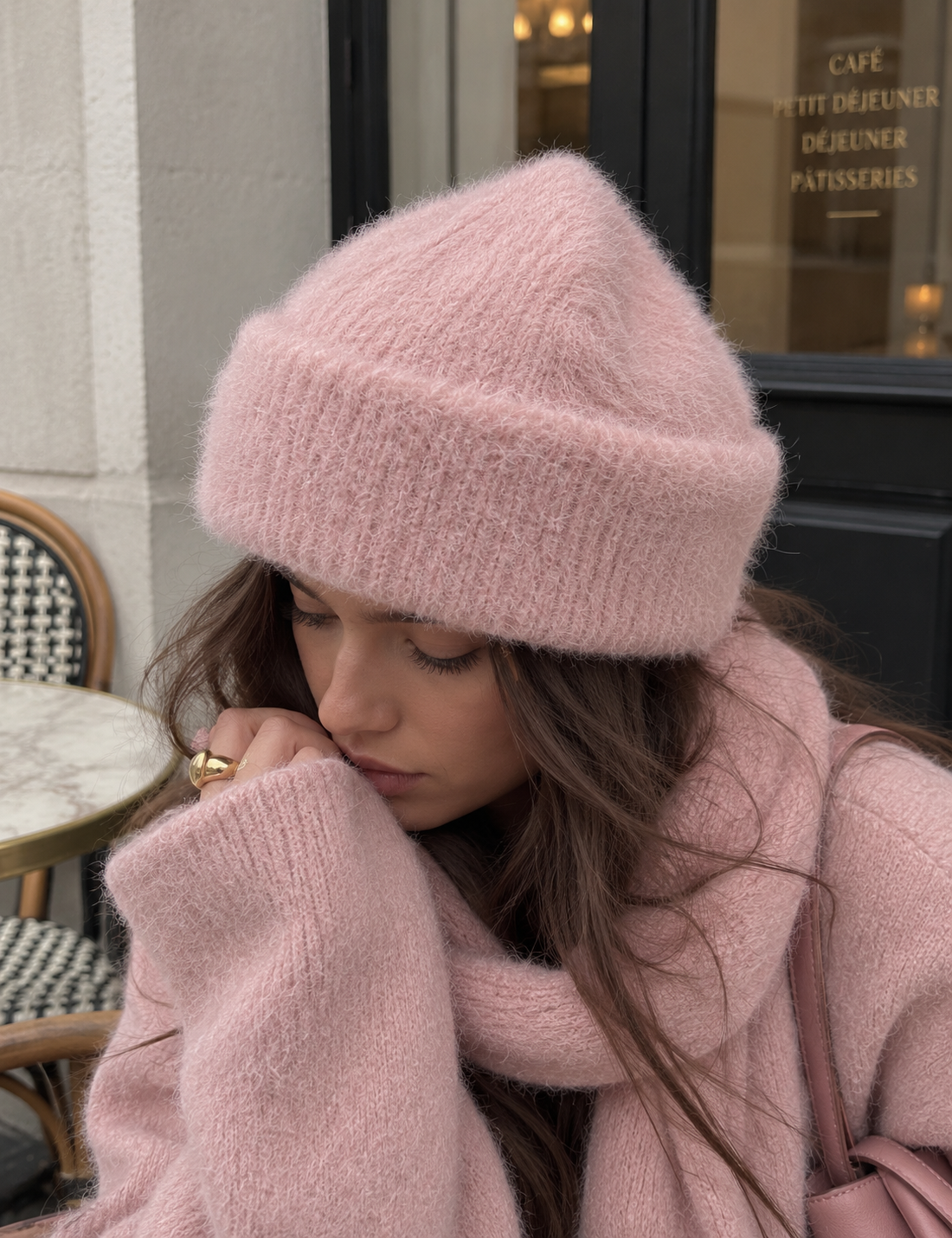 Pembe Sakallı Yumoş Peluş Bere&Şapka