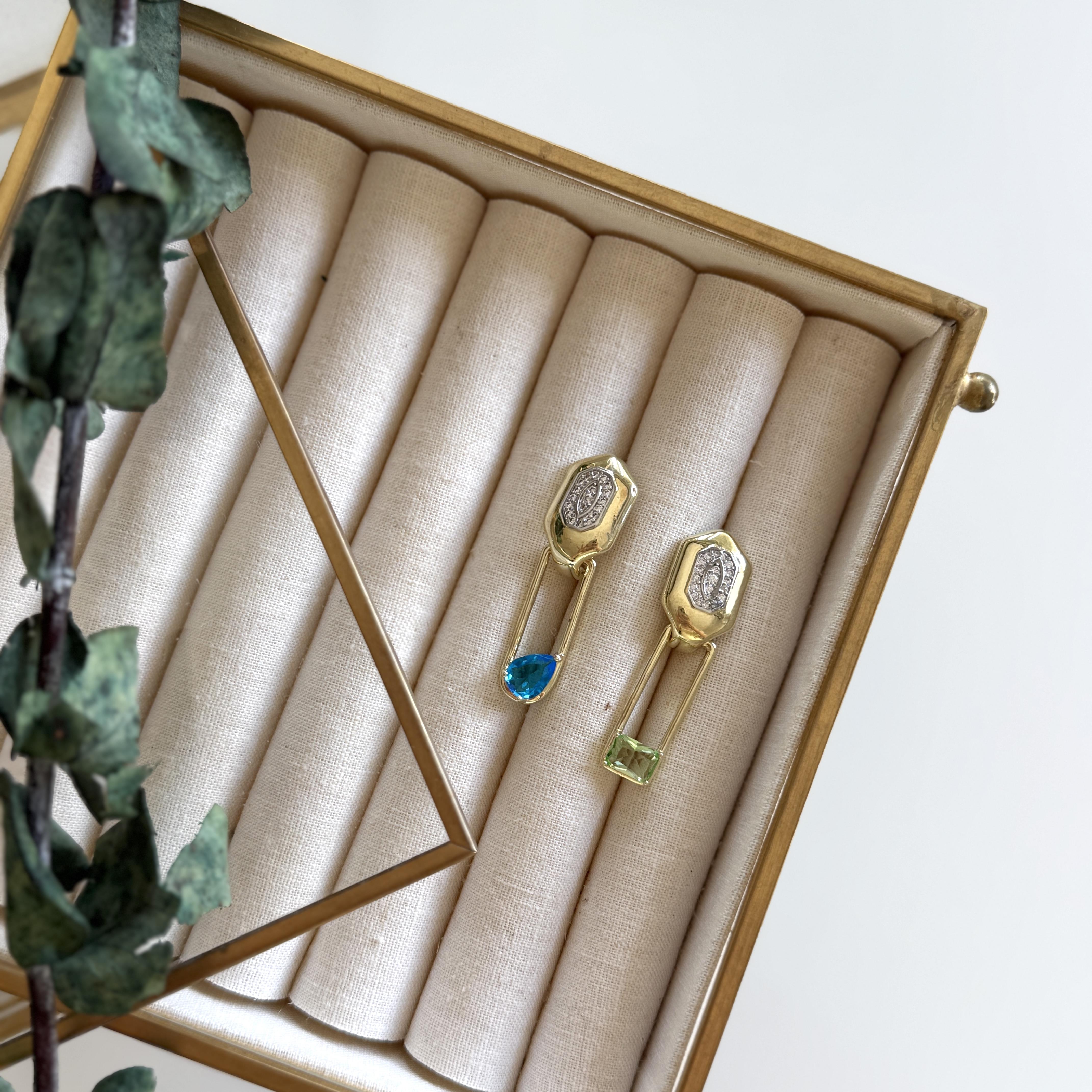 Renkli Damla&Baget Taşlı Küpe