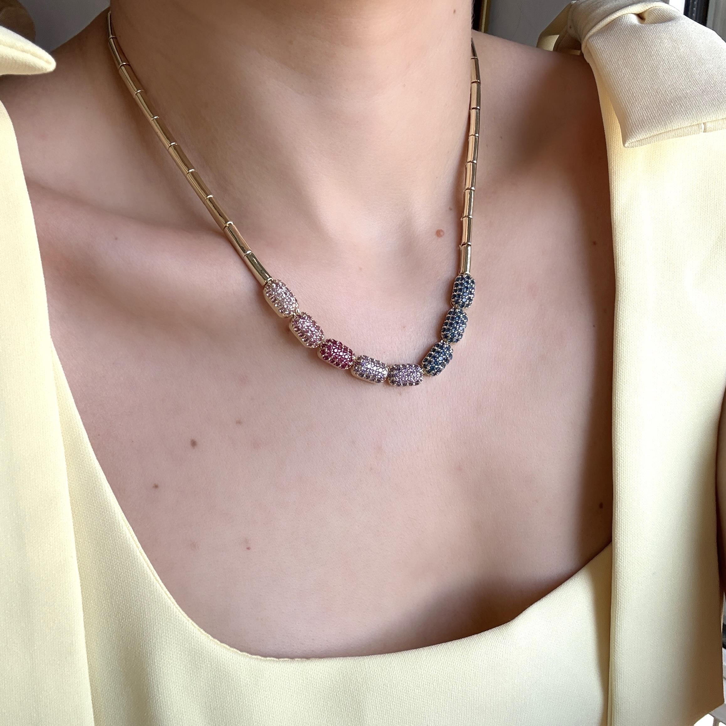 Renkli Taşlı Tasarım Kolye