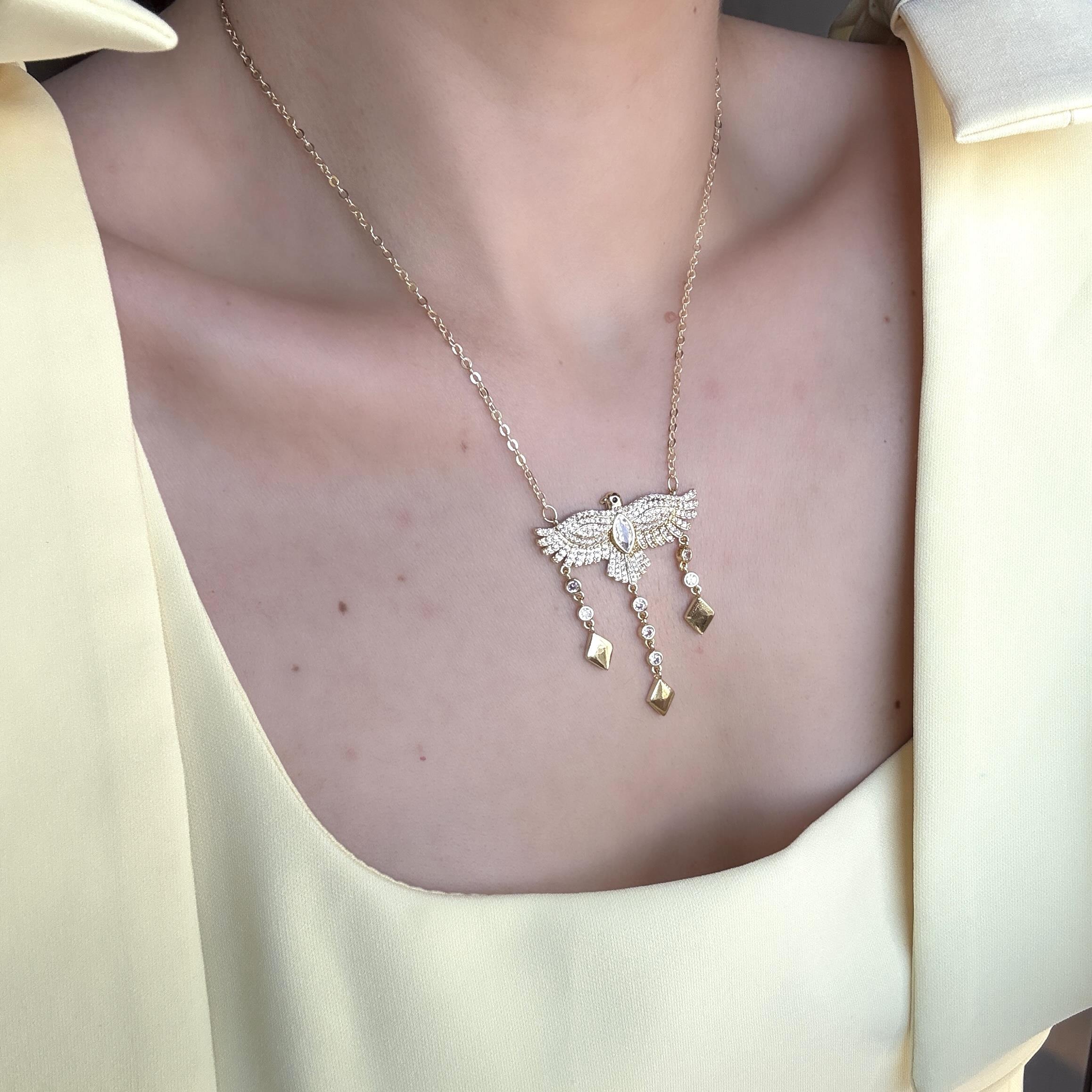 Sallantı Taşlı Anka Kuşu Kolye