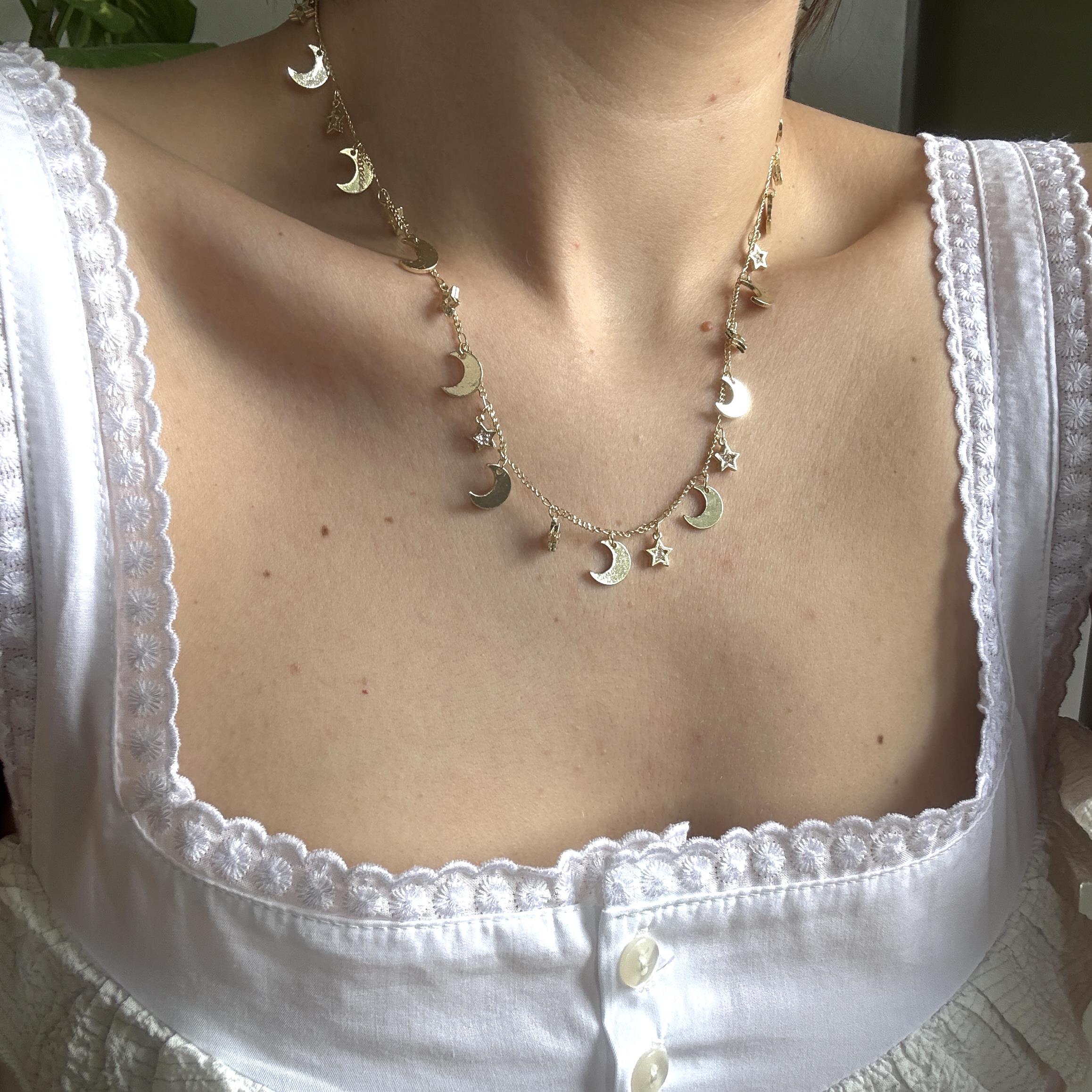 Sallantılı Güneş&Ay Kolye