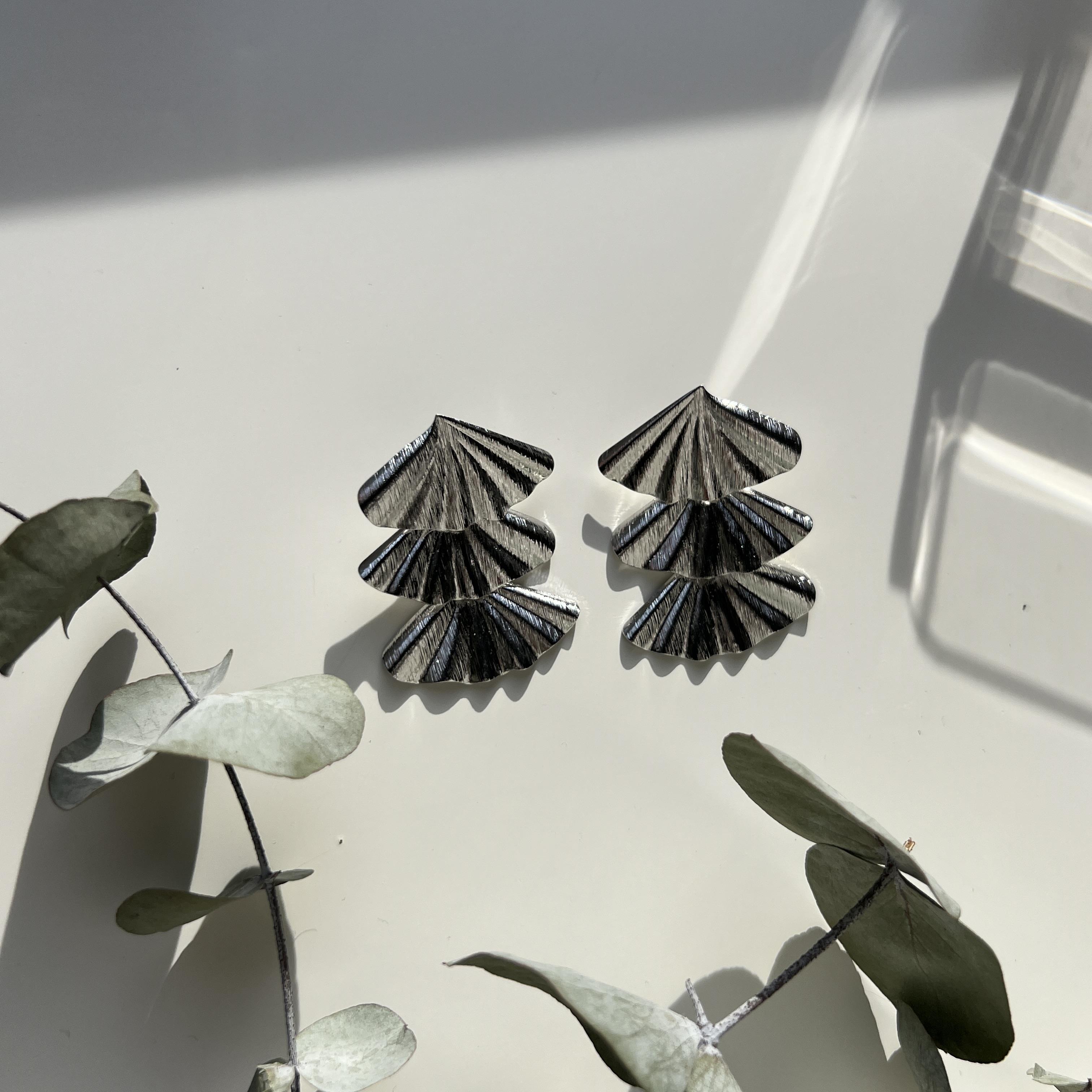 Silver 3lü Yelpaze Küpe