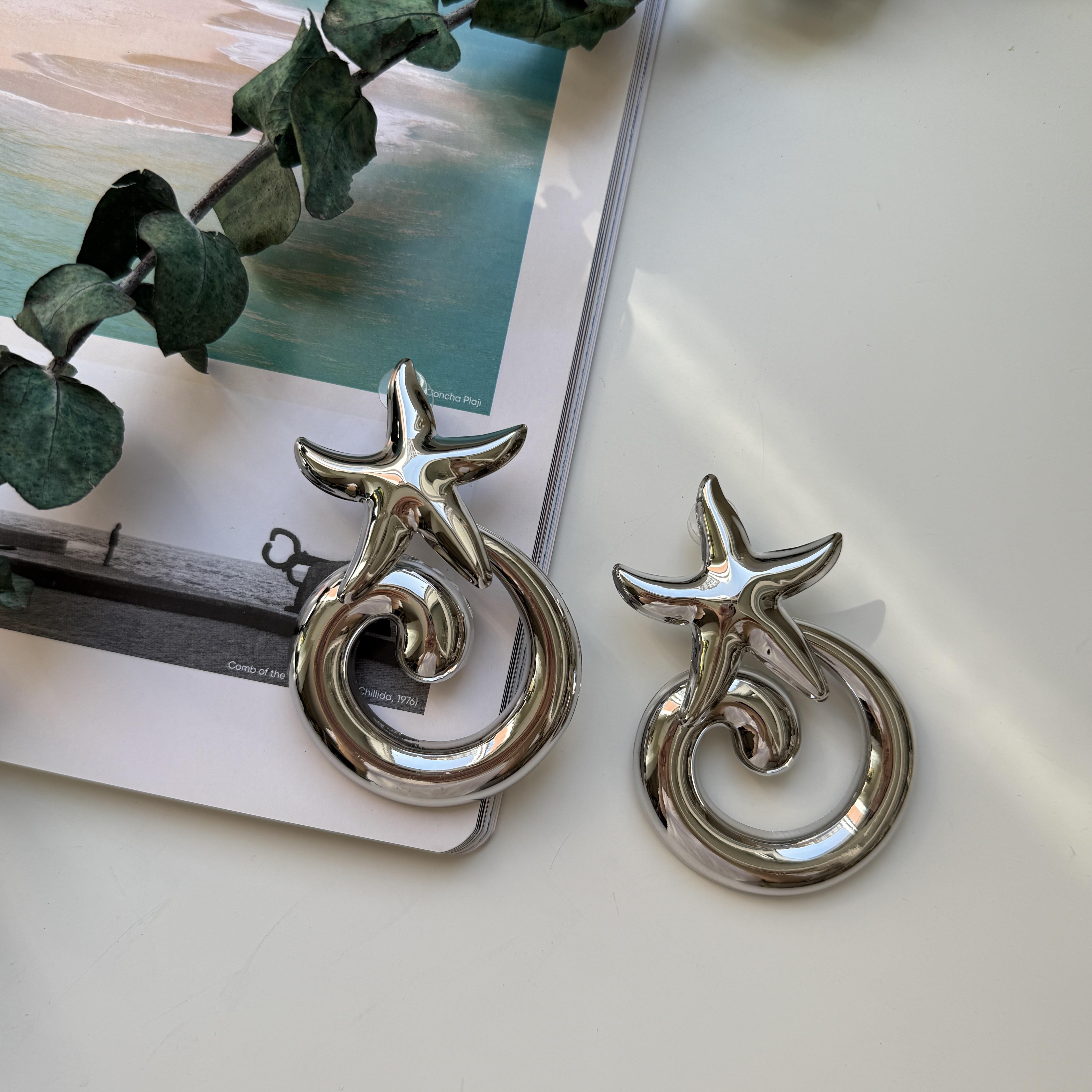 Silver Büyük Deniz Yıldızı Küpe