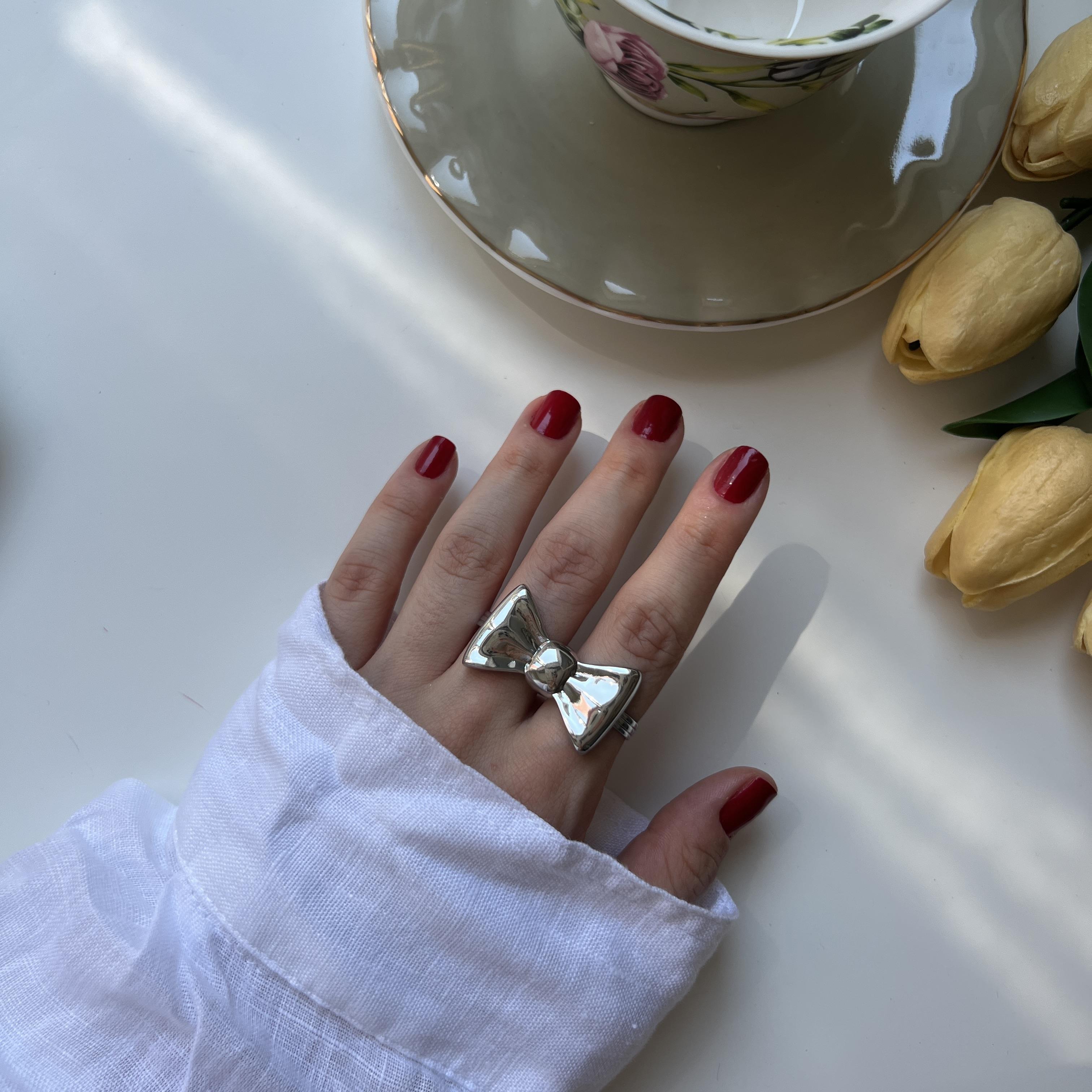 Silver Çift Fiyonk Yüzük