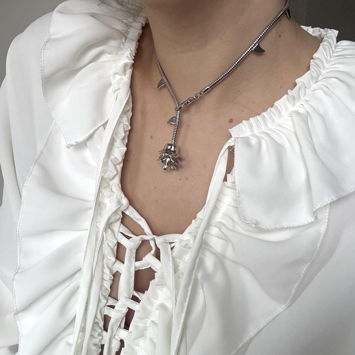 Silver Gül Choker Kolye