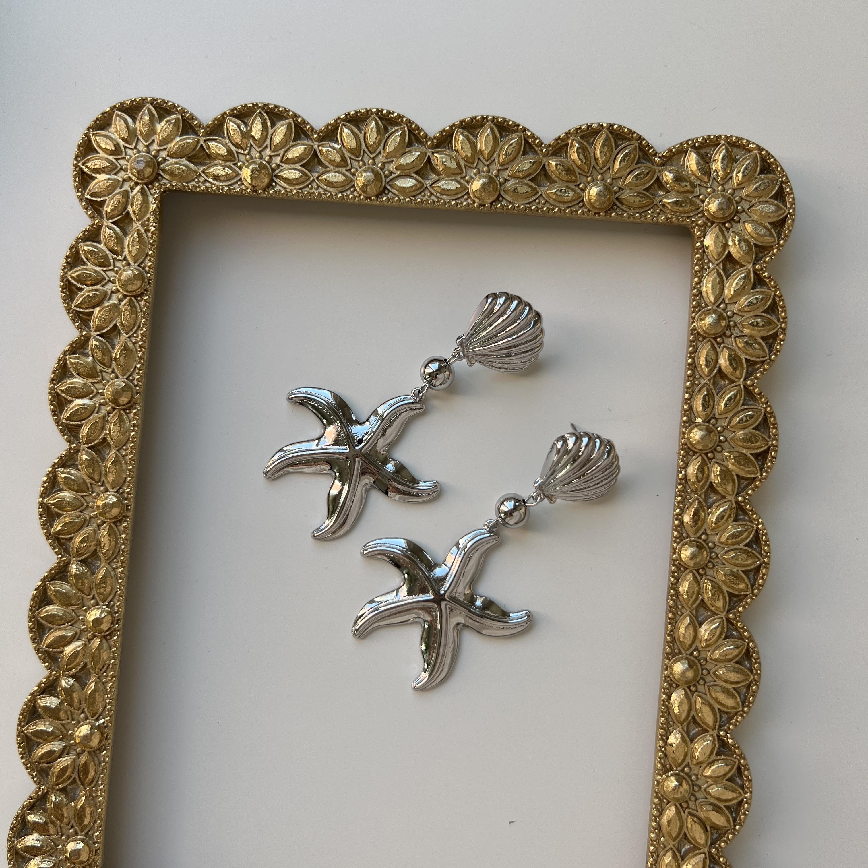 Silver İstiridye&Yıldız Küpe