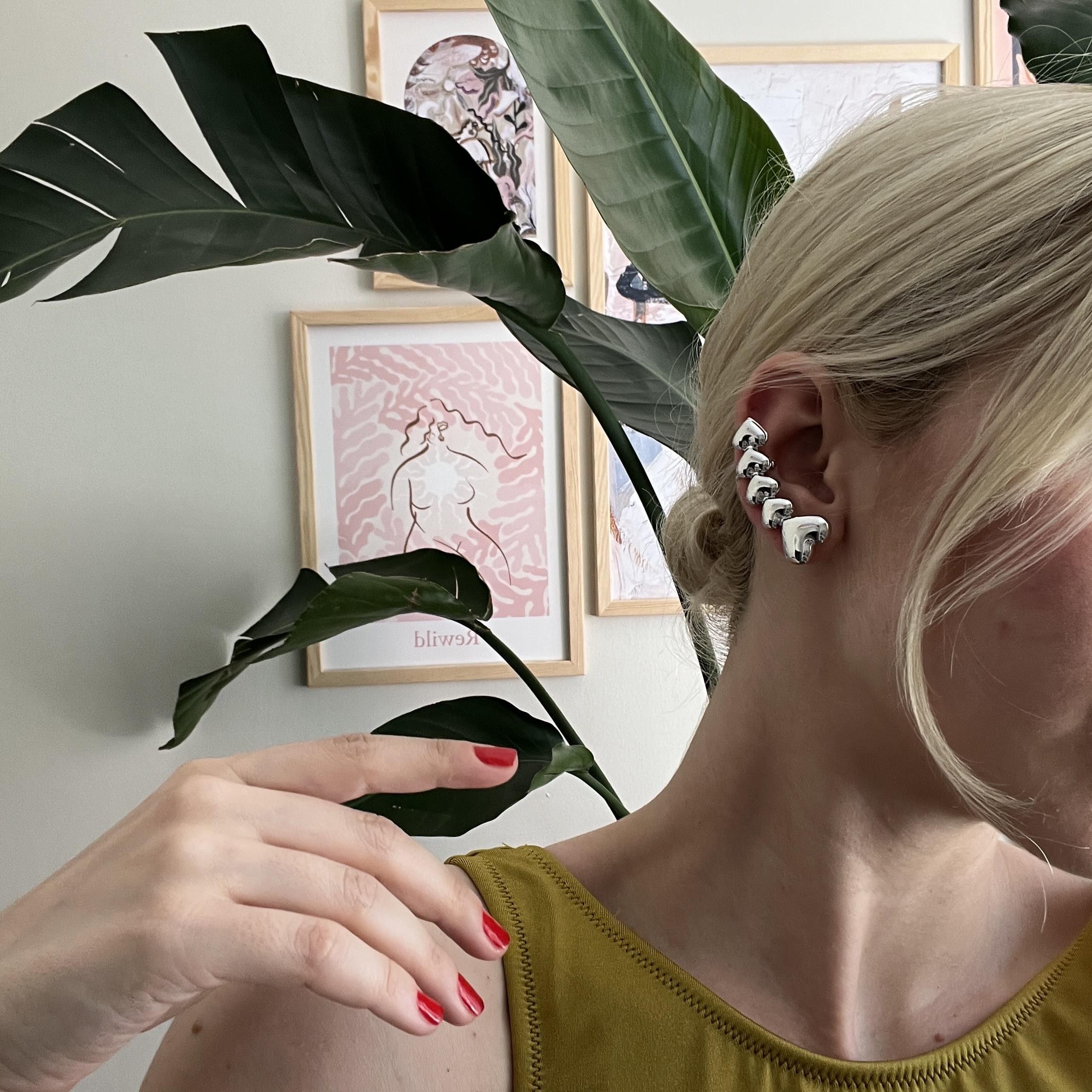 Silver Kalpli Earcuff Çift