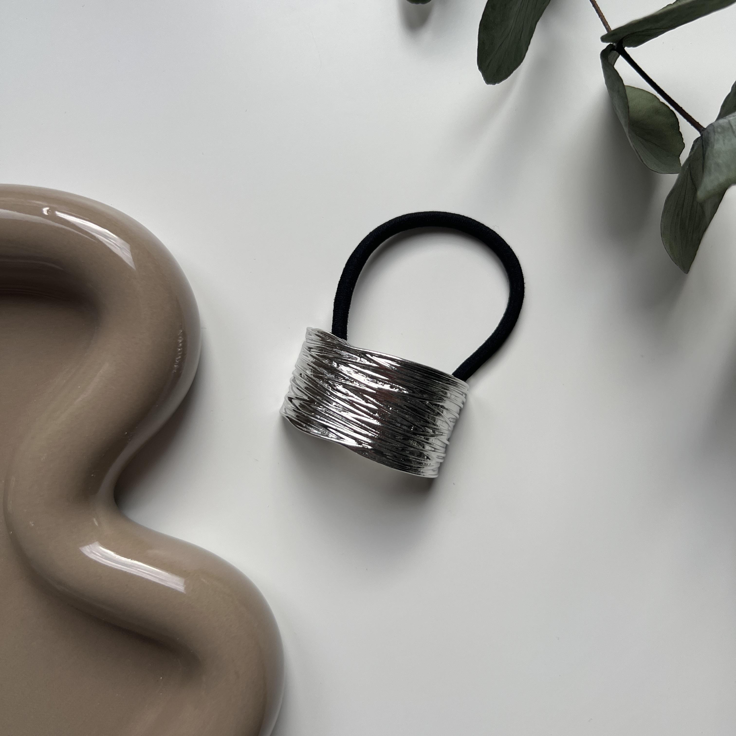 Silver Metal Ezme Lastik Toka