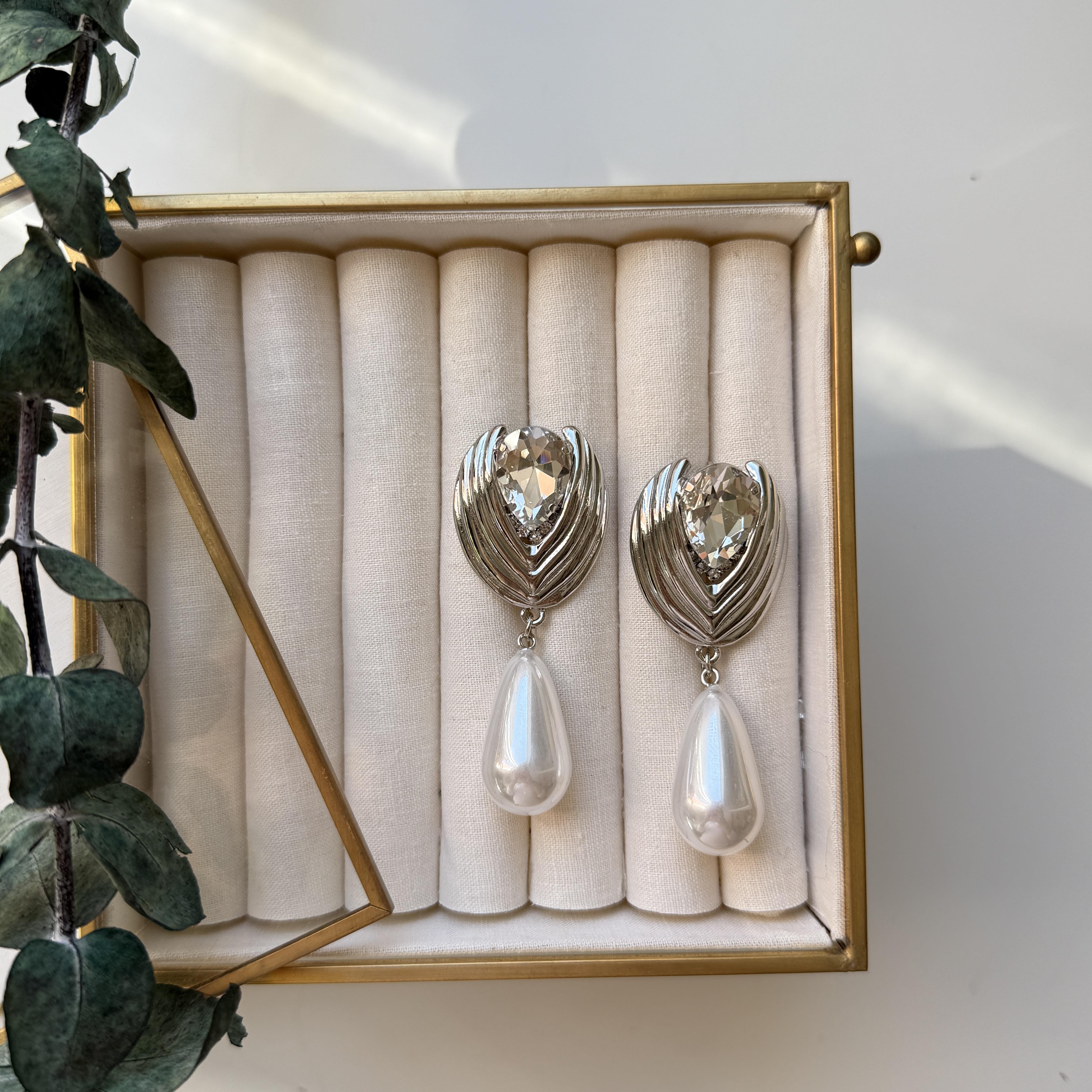 Silver Vintage Kristal Taşlı Küpe