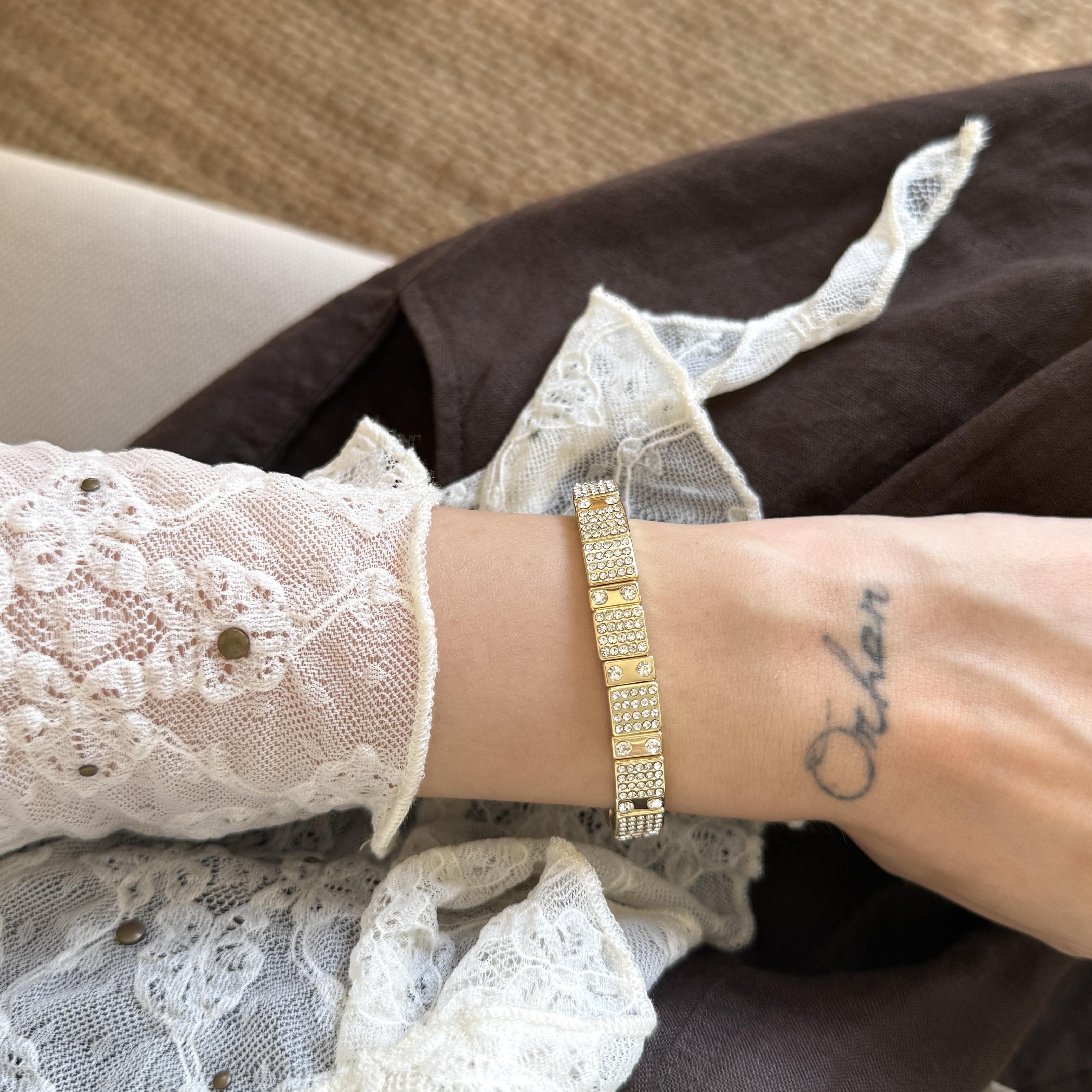 Taşlı Domino Lastikli Bileklik