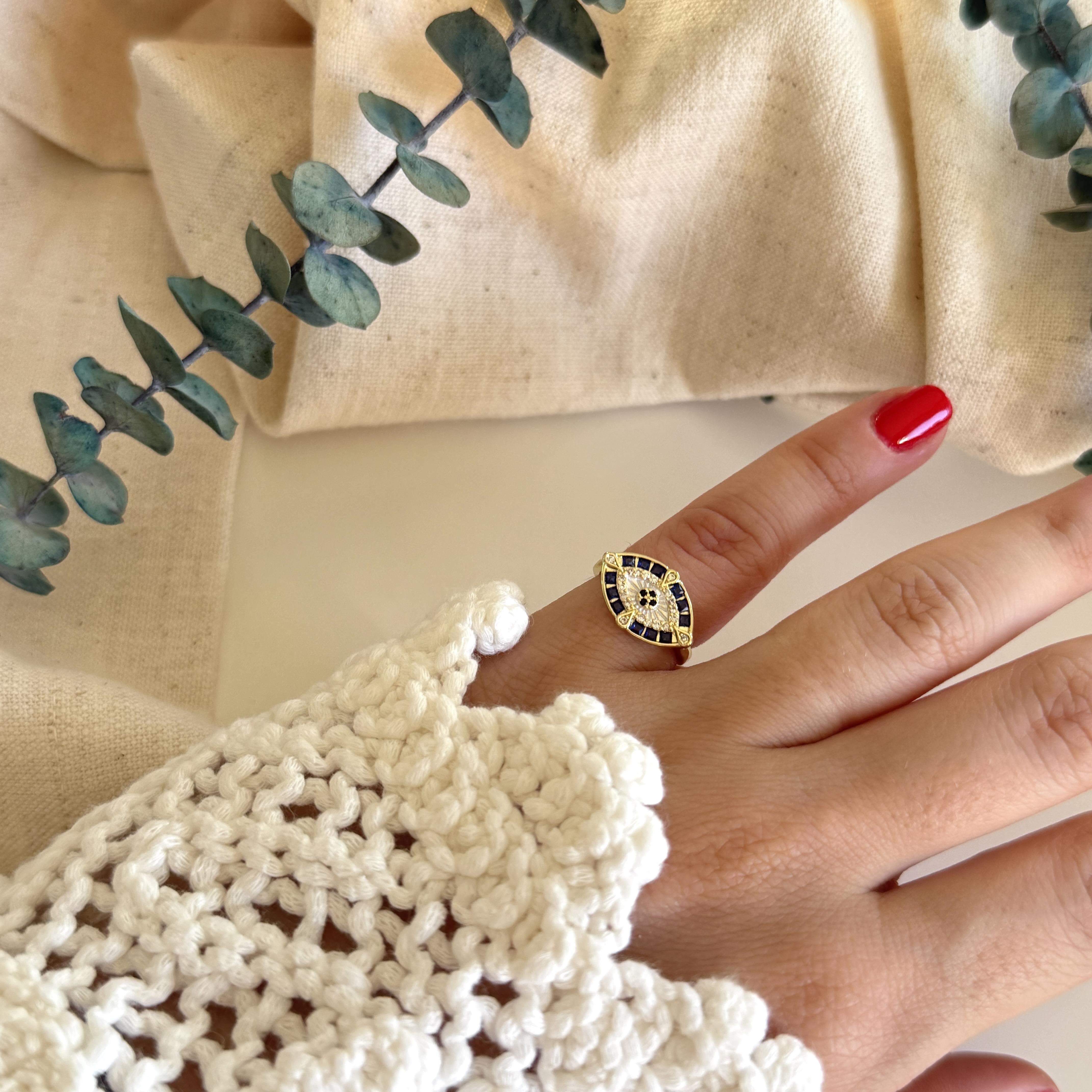 Taşlı Göz Serçe Yüzük