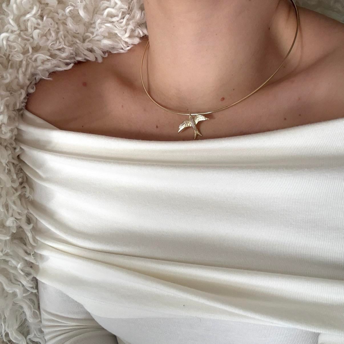 Taşlı Kırlangıç Choker Kolye