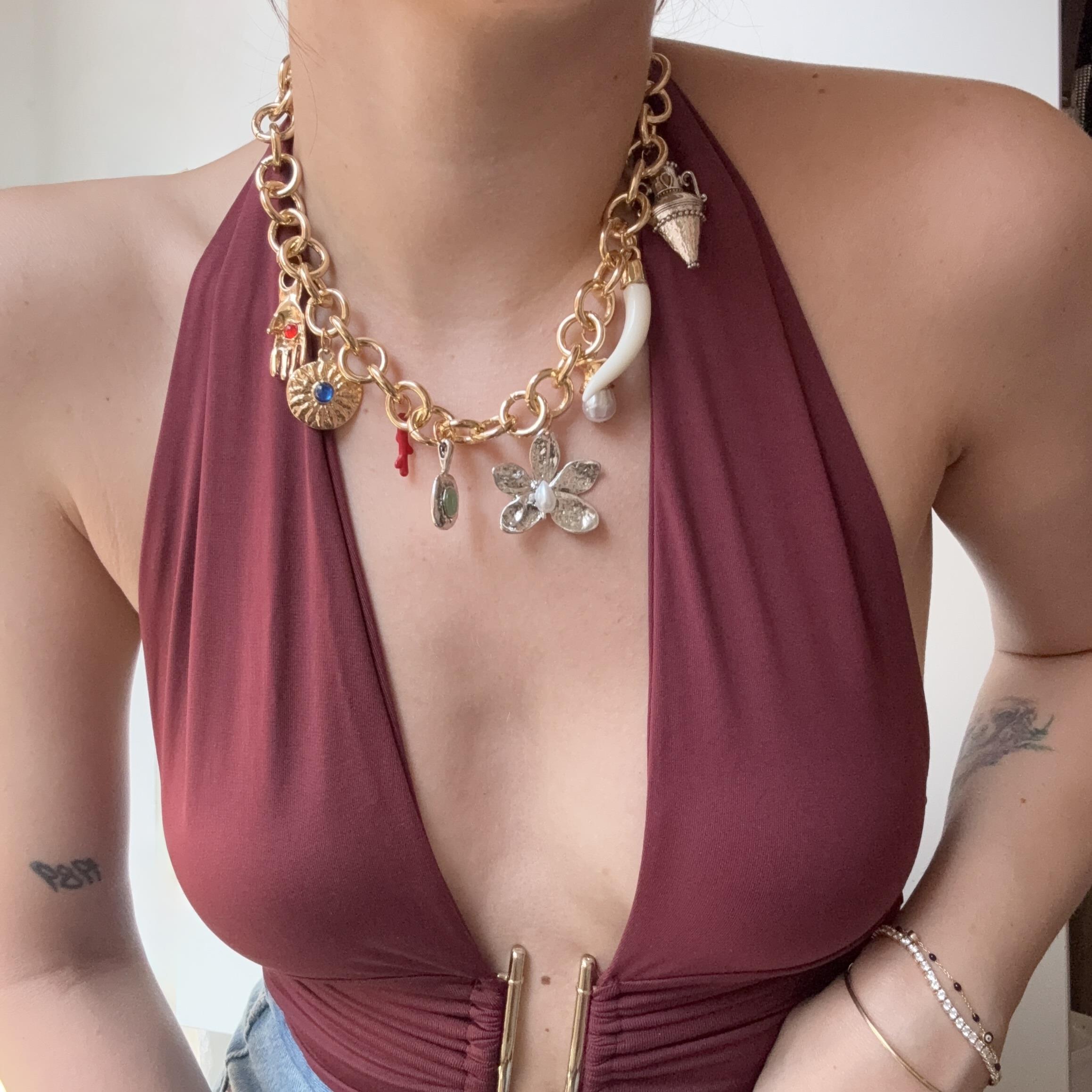 Vintage Charmlı Kolye