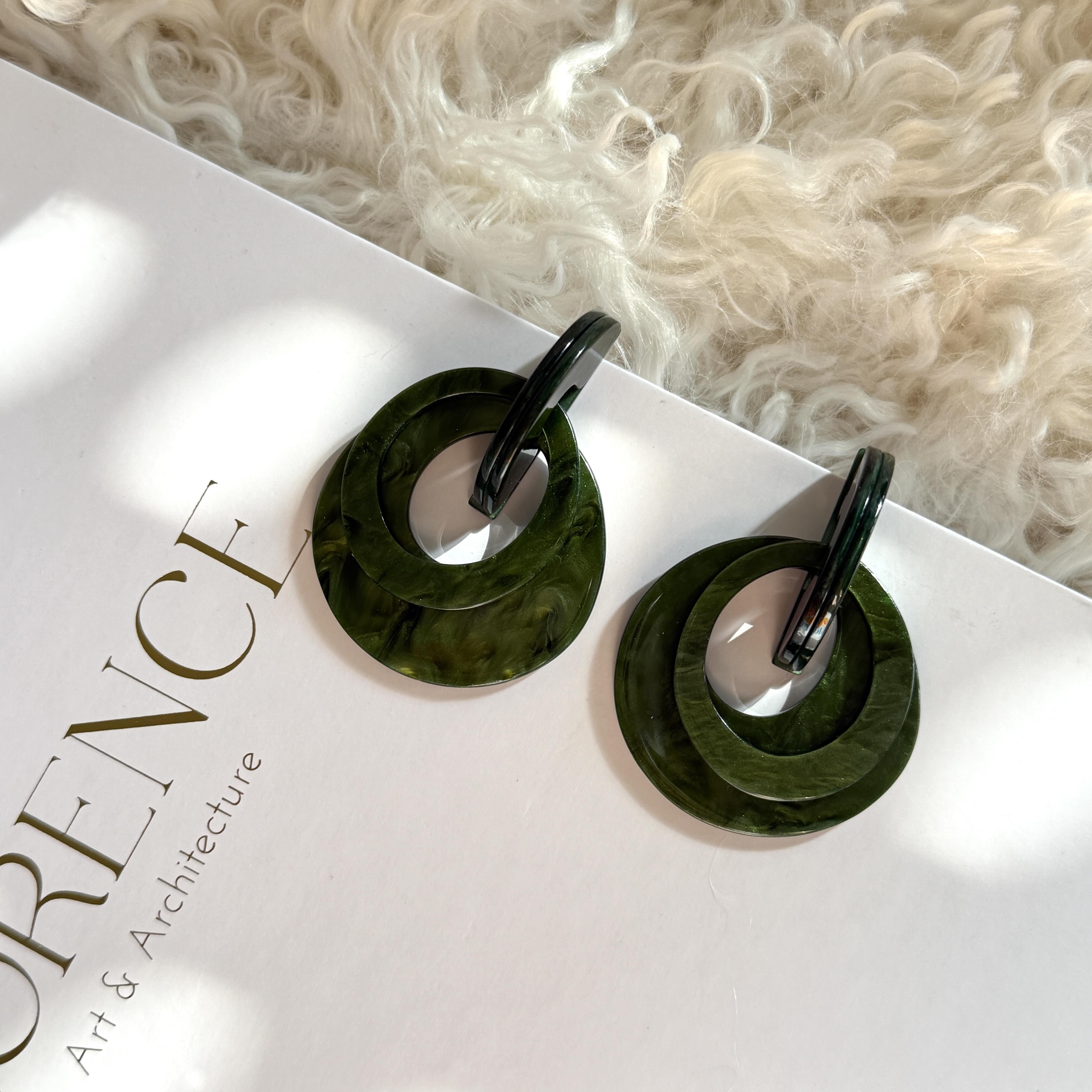 Yeşil Halkalı Akrilik Küpe