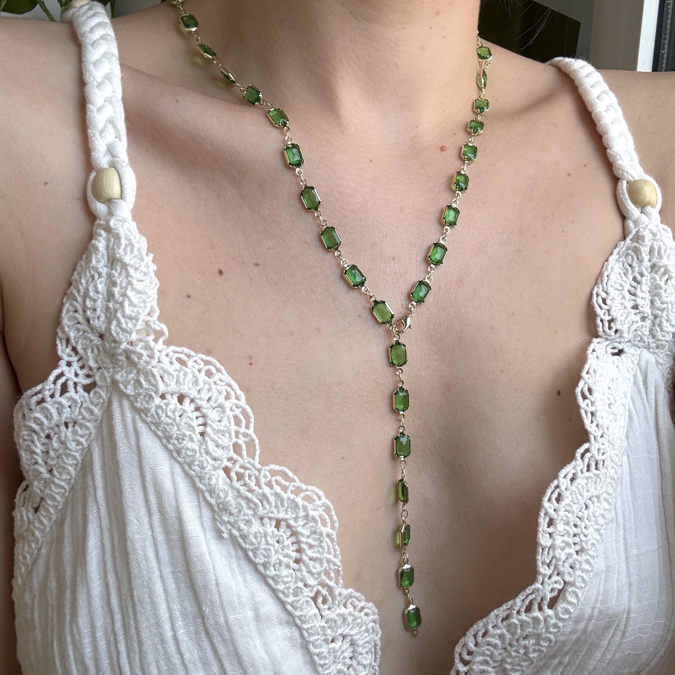 Yeşil Kristal Taşlı Y Kolye