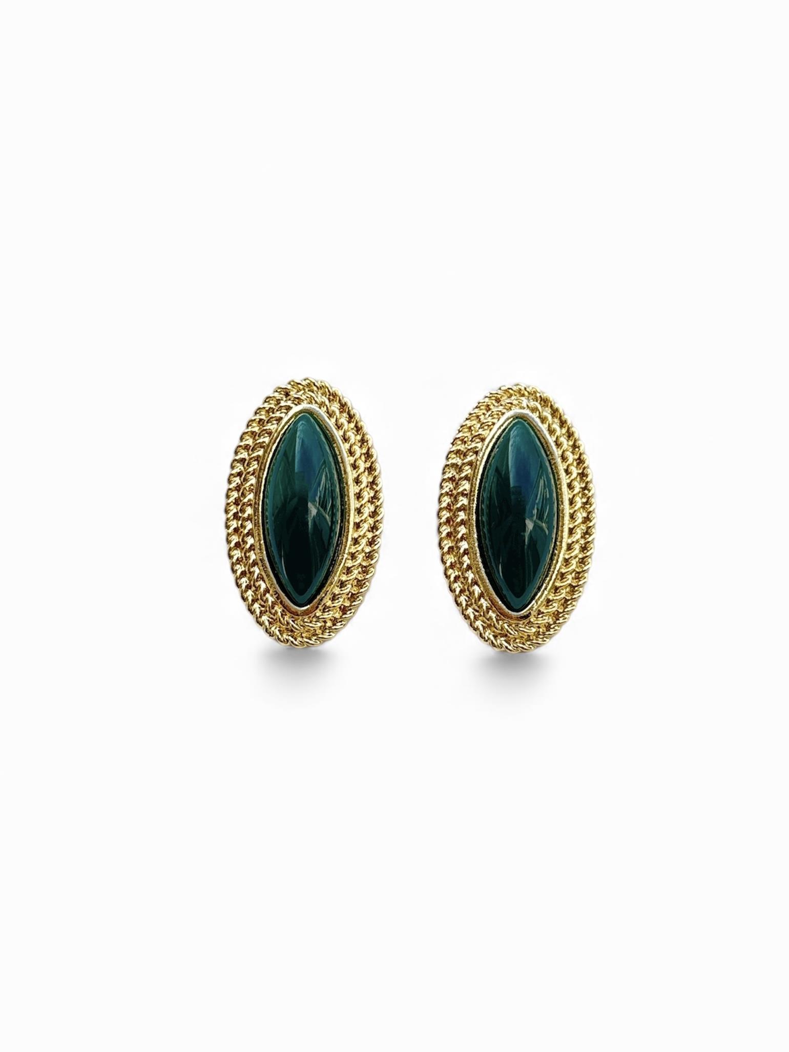 Yeşil Oval Vintage Küpe