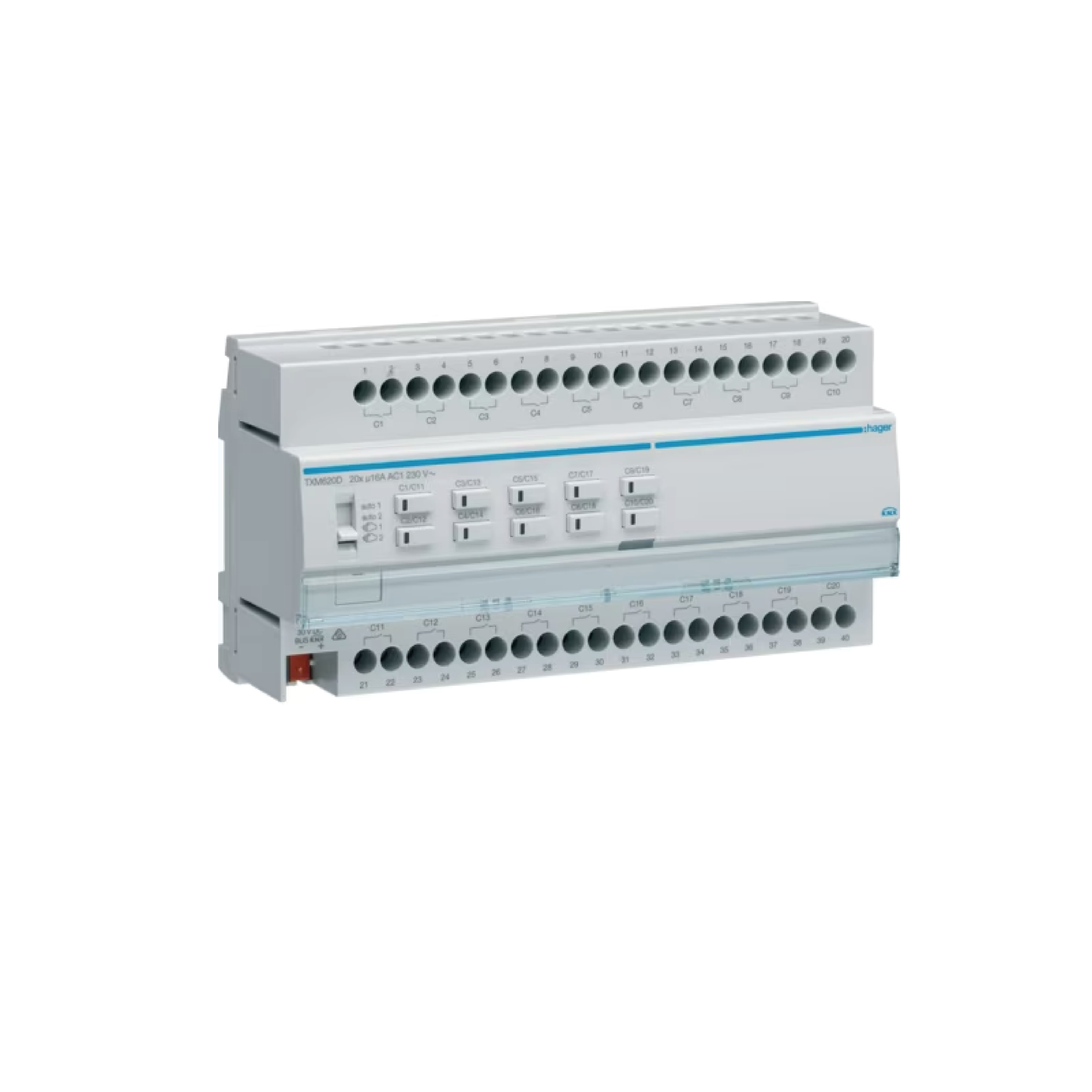 HAGER - TXM620D - KNX açma kapama/jaluzi aktüatörü 20/10-kat, 16 A, 130UF, 10TE