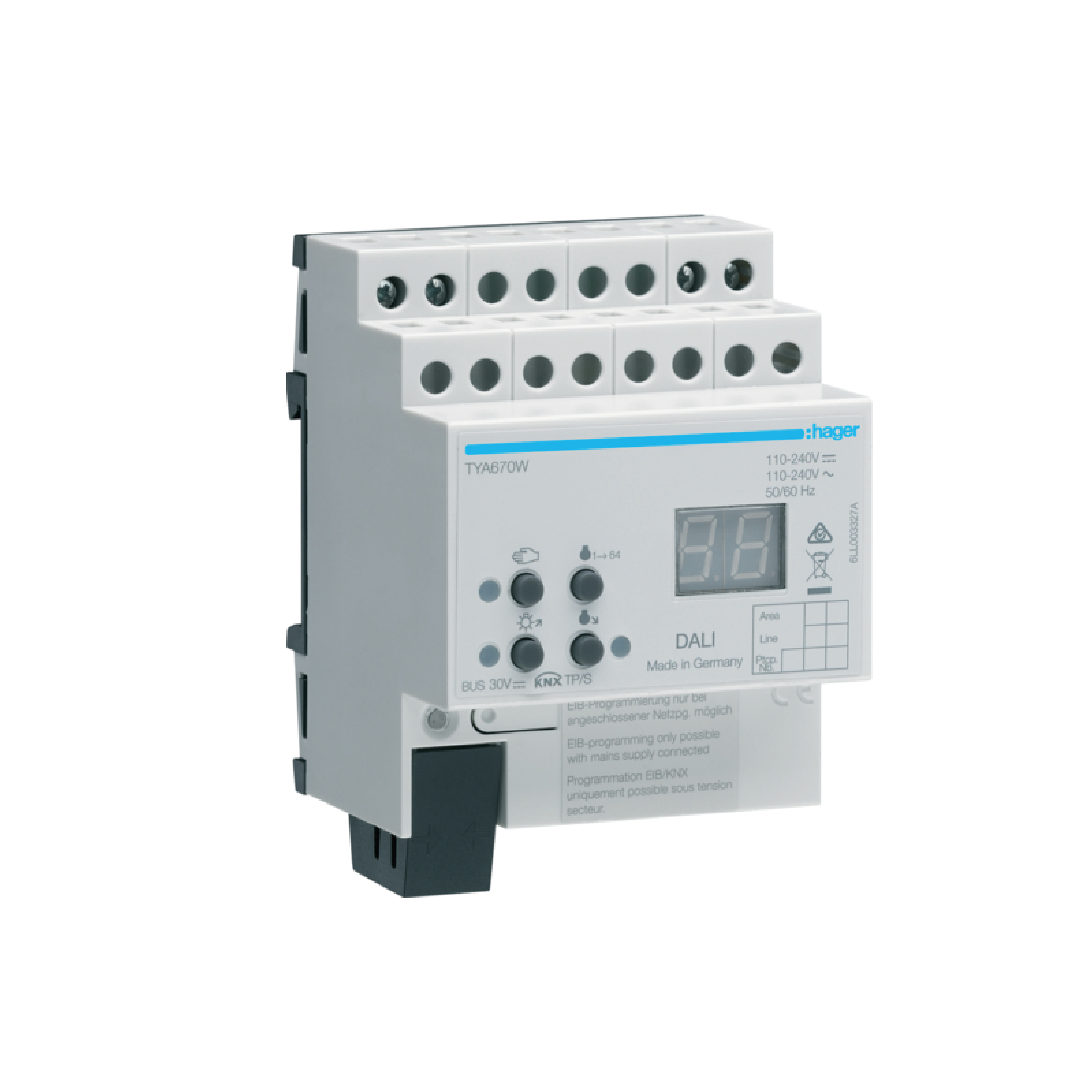 HAGER - TYA670W - Ağ geçidi KNX-DALI, ayarlanabilir beyaz, 4 modül
