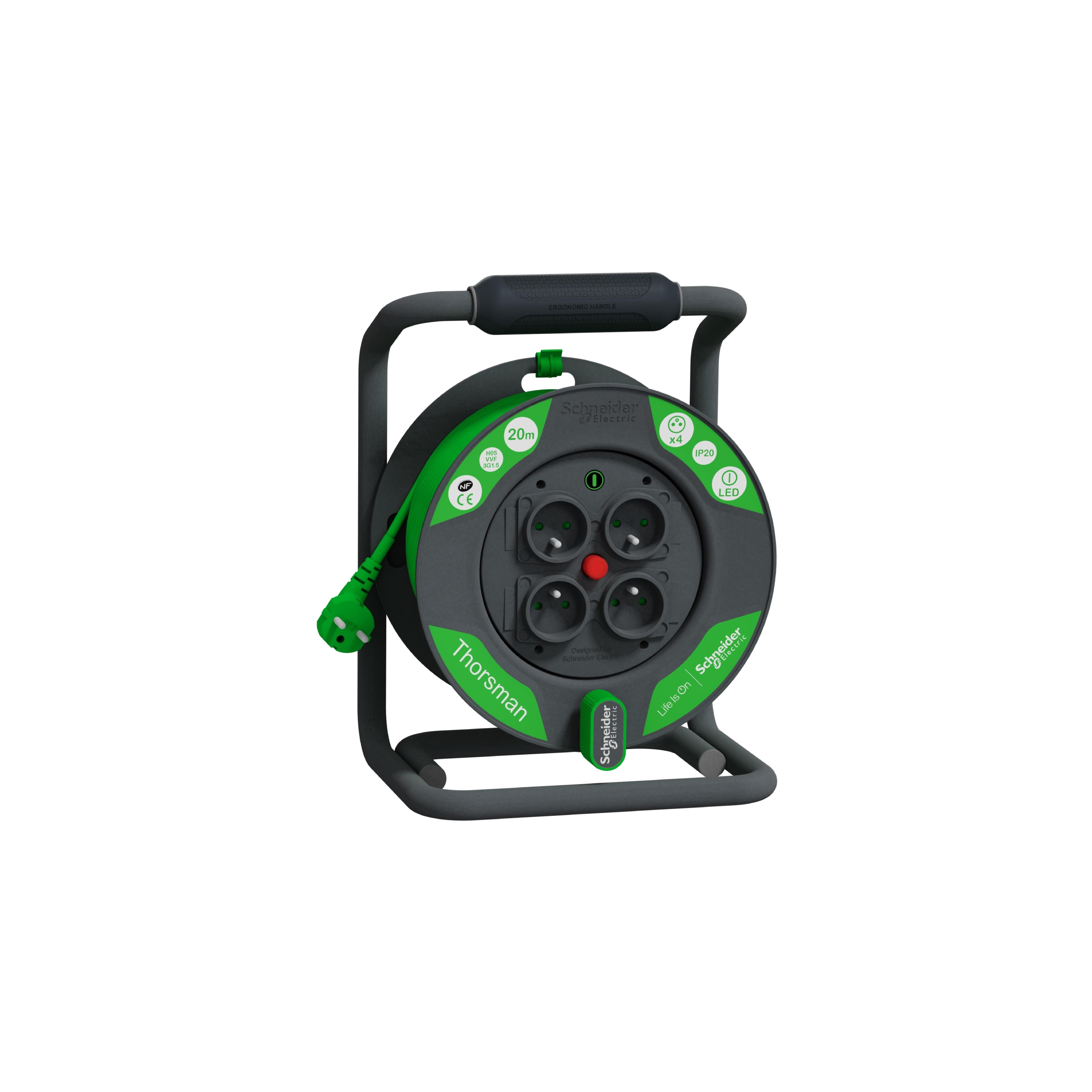 Kablo Makarası Klasik, IP20, HO5VVF 3G1.5 20mt kablolu, topraksız