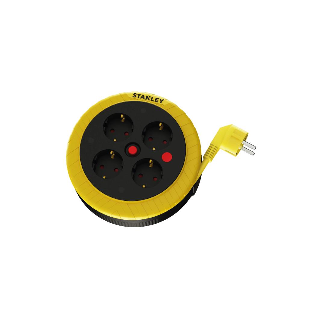 Stanley Kompakt Serisi IP20 4 Soketli 5 Metre Makaralı Kablo USB'li