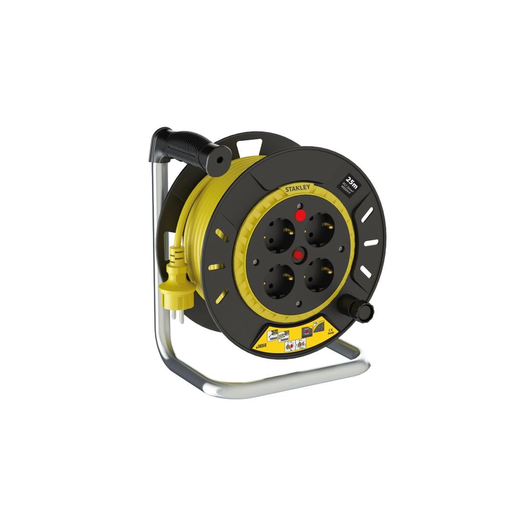 Stanley Optimal IP20 4 Soketli 25 Metre Makaralı Kablo