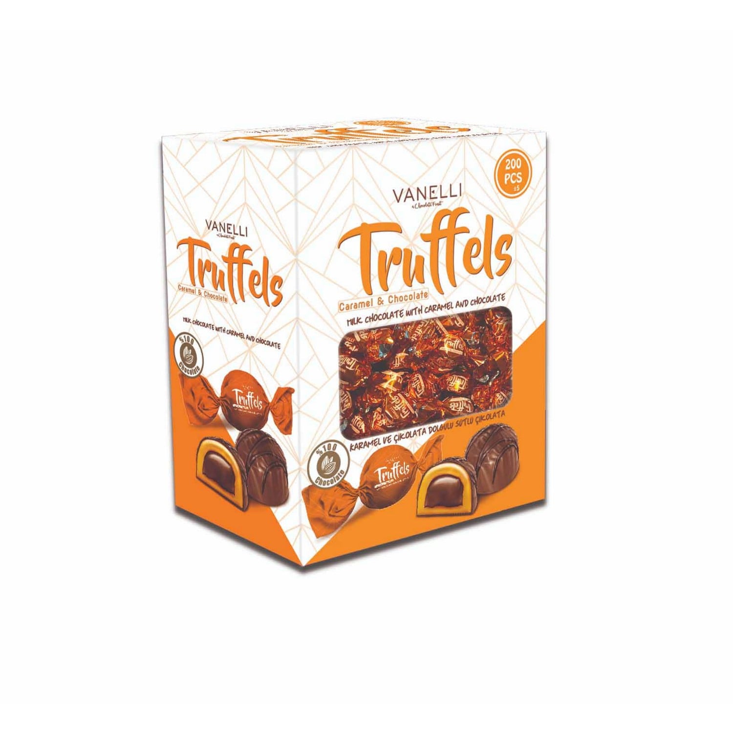 TRUFFELS CARAMEL milk chocolate with caramel and chocolate