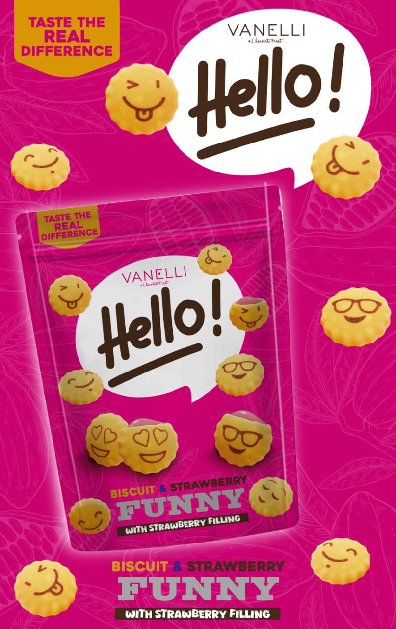 HELLO! Çilek Dolgulu Emoji Biskuvi 100 GR