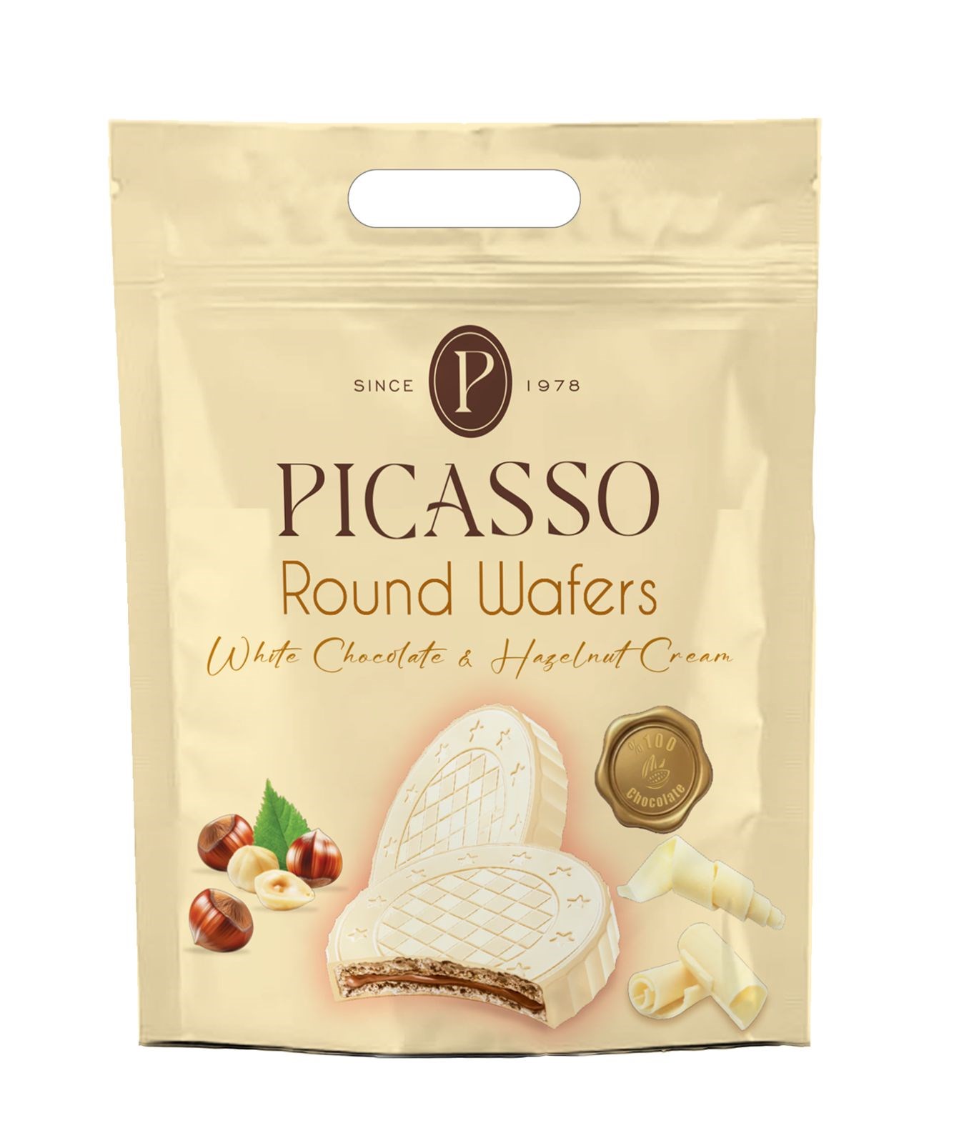 Vanelli Picasso Yuvarlak Gofret – Beyaz Çikolata Kaplamalı Aile Boyu Paket (360g)