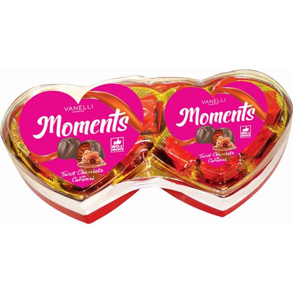 MOMENTS plastic twin heart - caramel