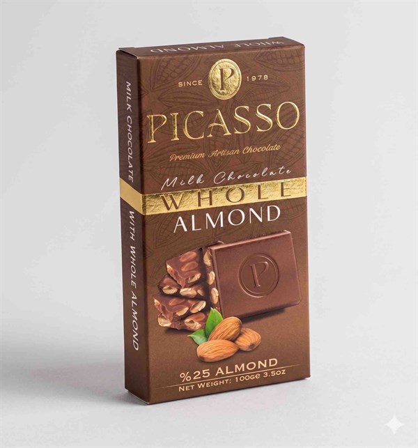 PICASSO Bütün Bademli Sütlü Çikolata 100 GR