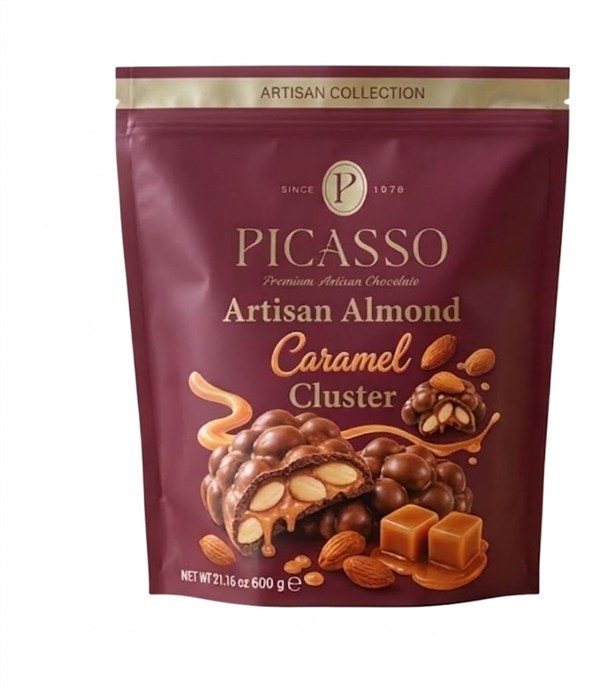 PICASSO Karamelli &Bademli  Dolgulu Cluster Çikolata 600 GR