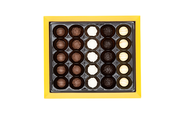 PICASSO TRUFFLE Assorted Truffe Chocolate - Yellow Velvet Box 