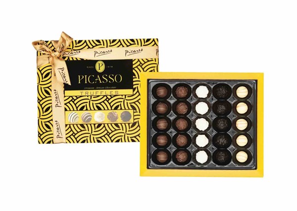 PICASSO TRUFFLE Assorted Truffe Chocolate - Yellow Velvet Box 