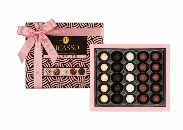PICASSO TRUFFLES Assorted Truffe Chocolate - Pink Velvet Box 
